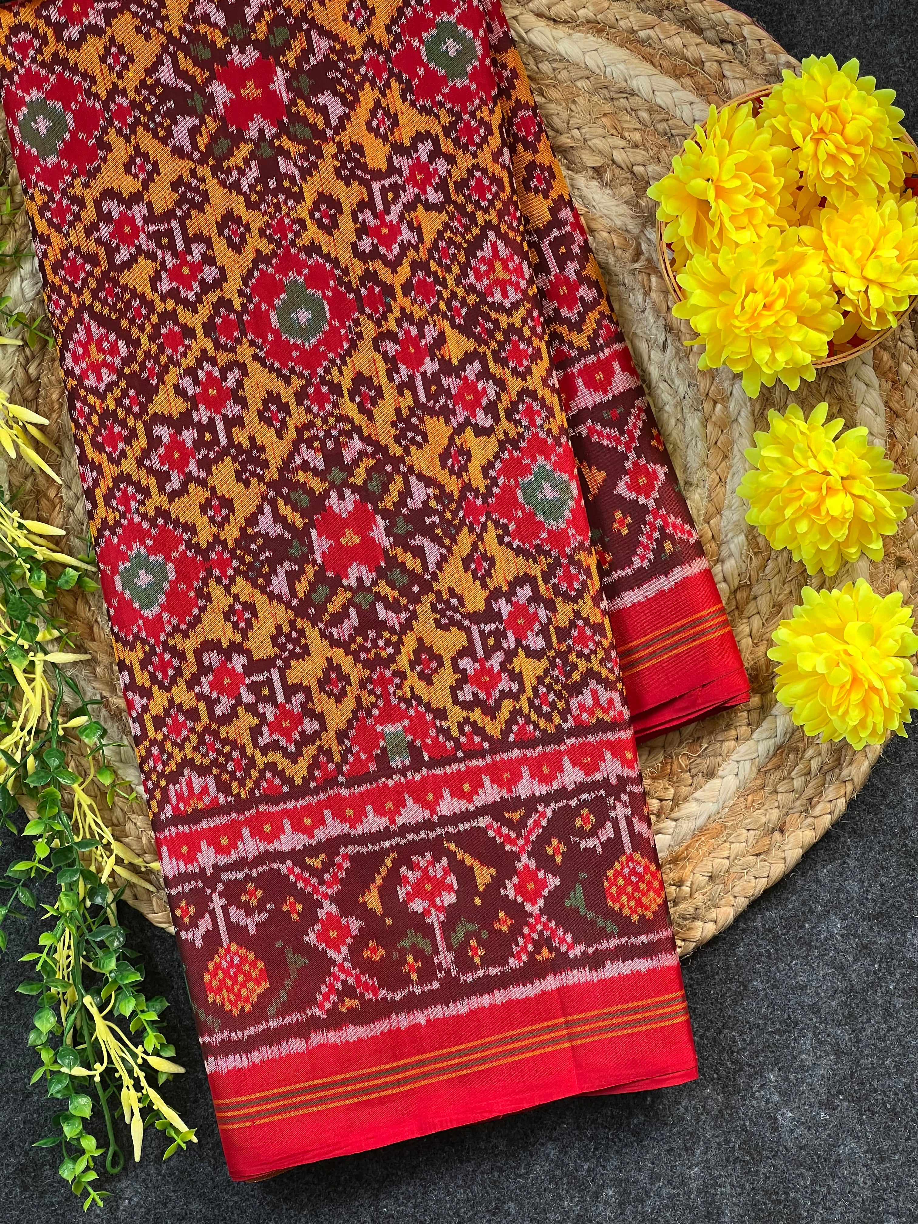 Navratna Traditional Handwoven Patola Silk Saree