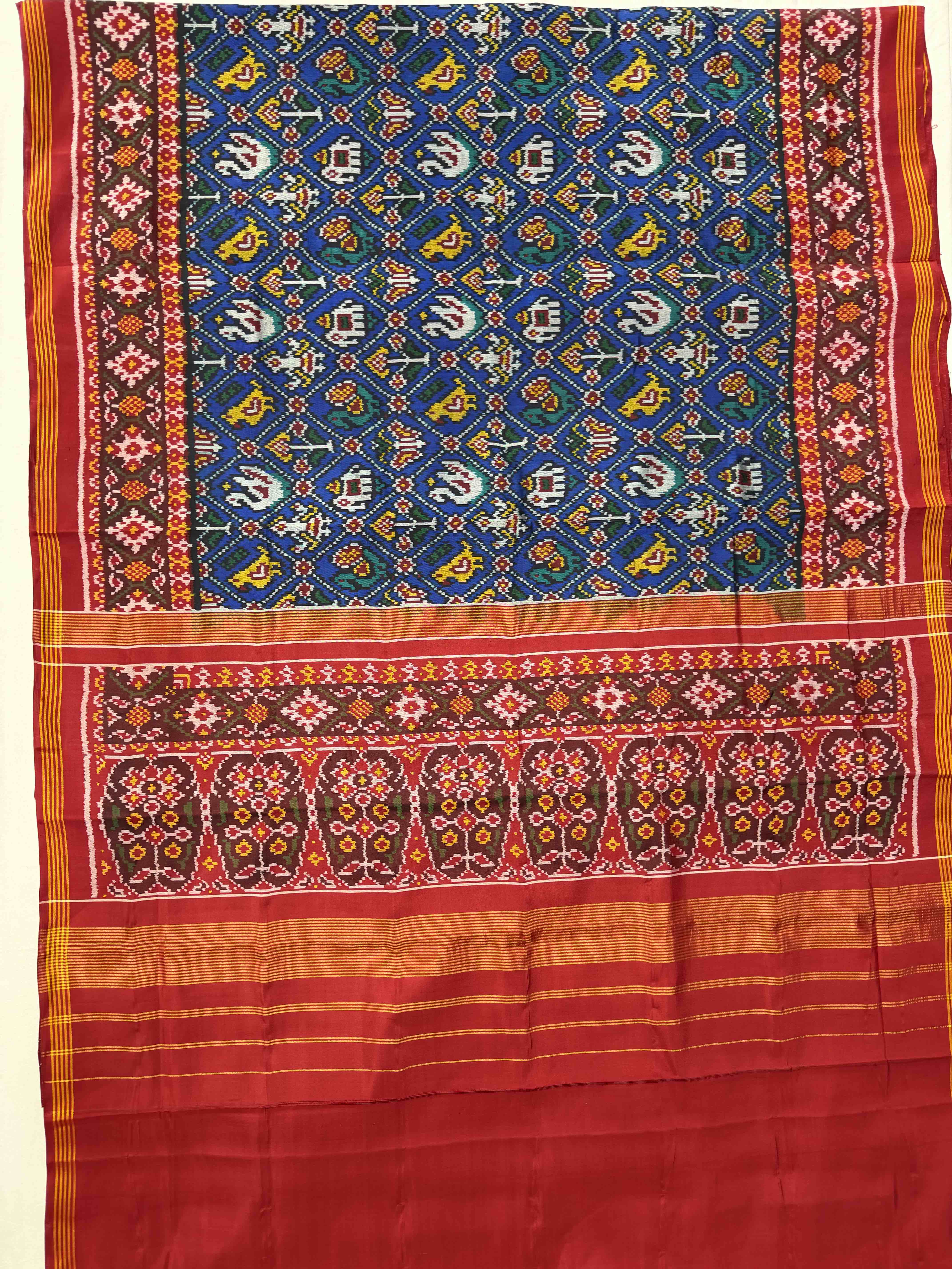 Blue Narikunj Design Handwoven Patola Silk Saree Secondary image