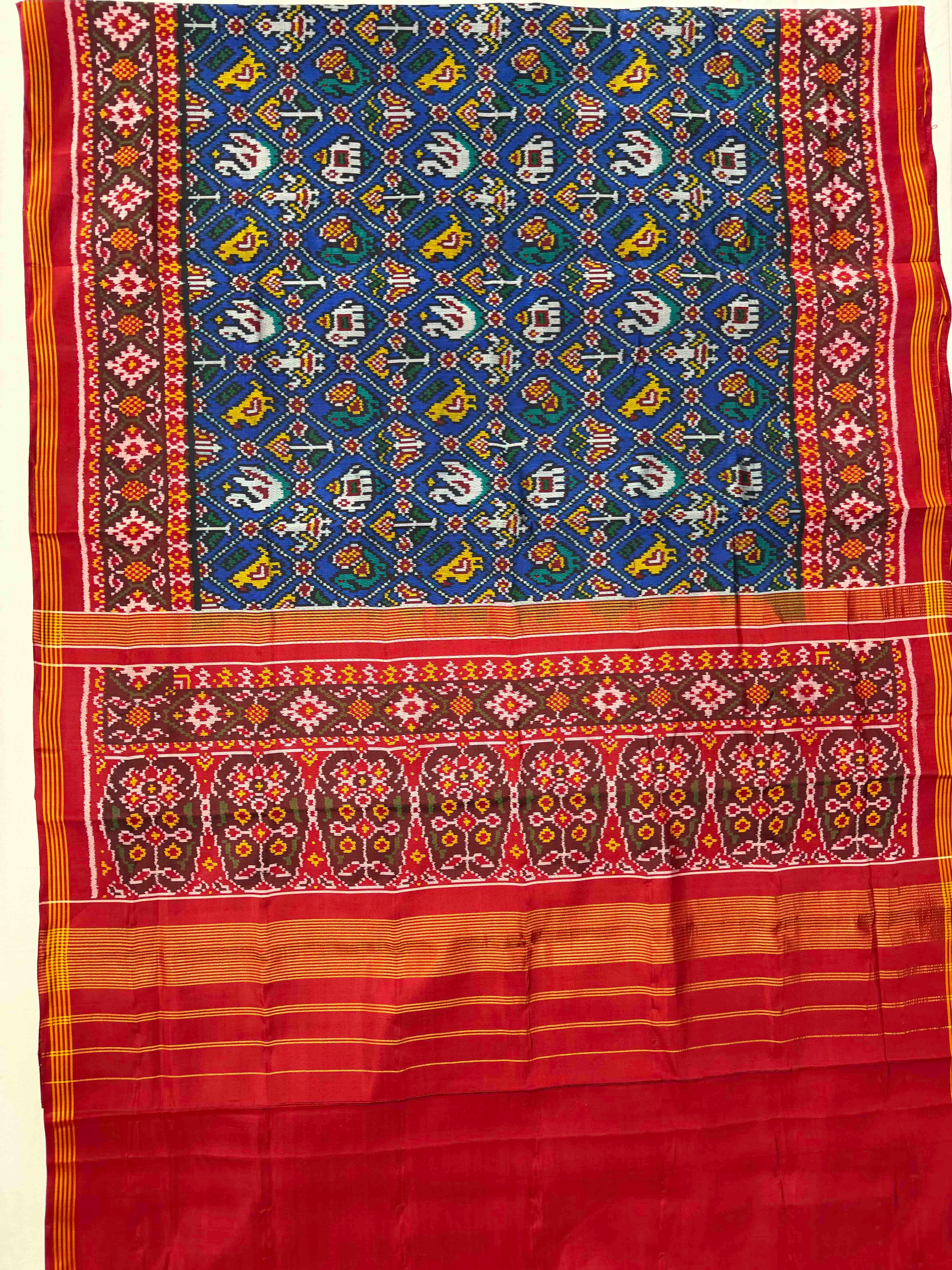 Blue Narikunj Design Handwoven Patola Silk Saree