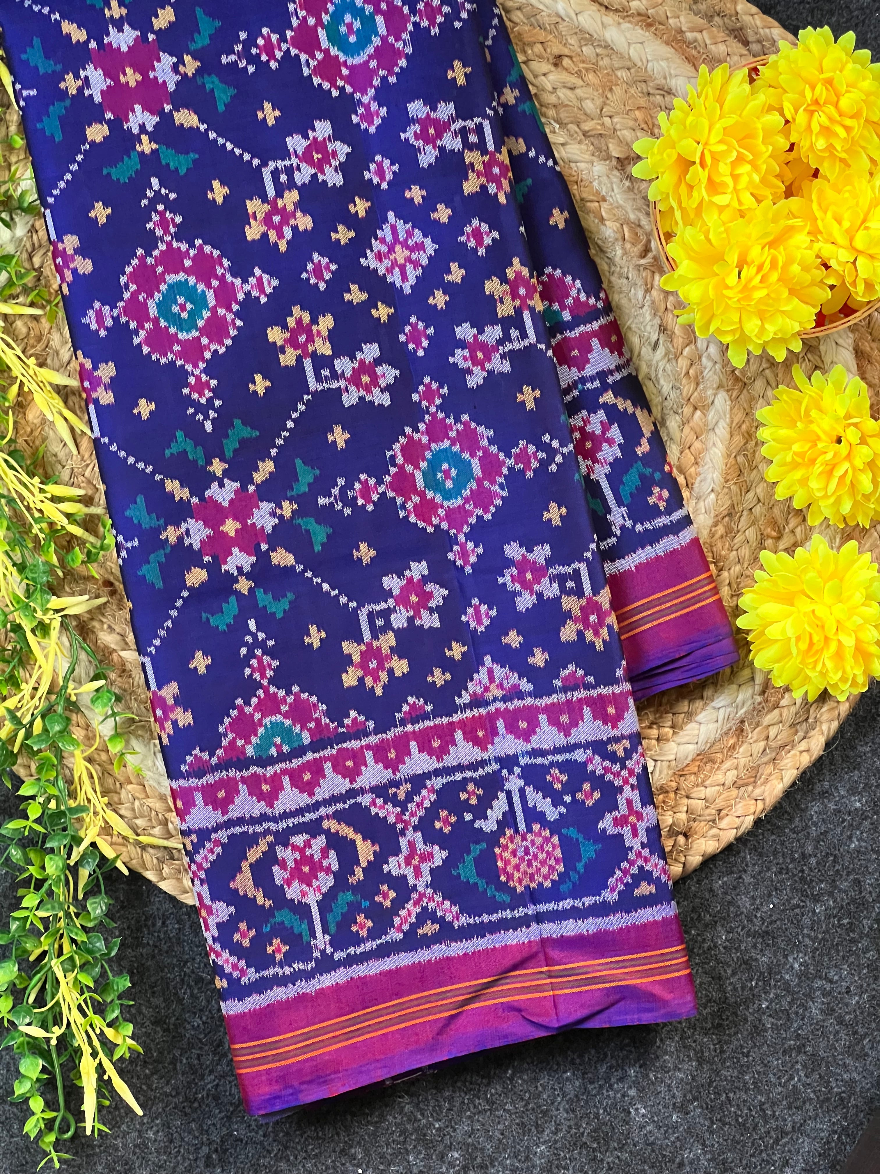 Navratna Traditional Design Handwoven Patola Silk Saree