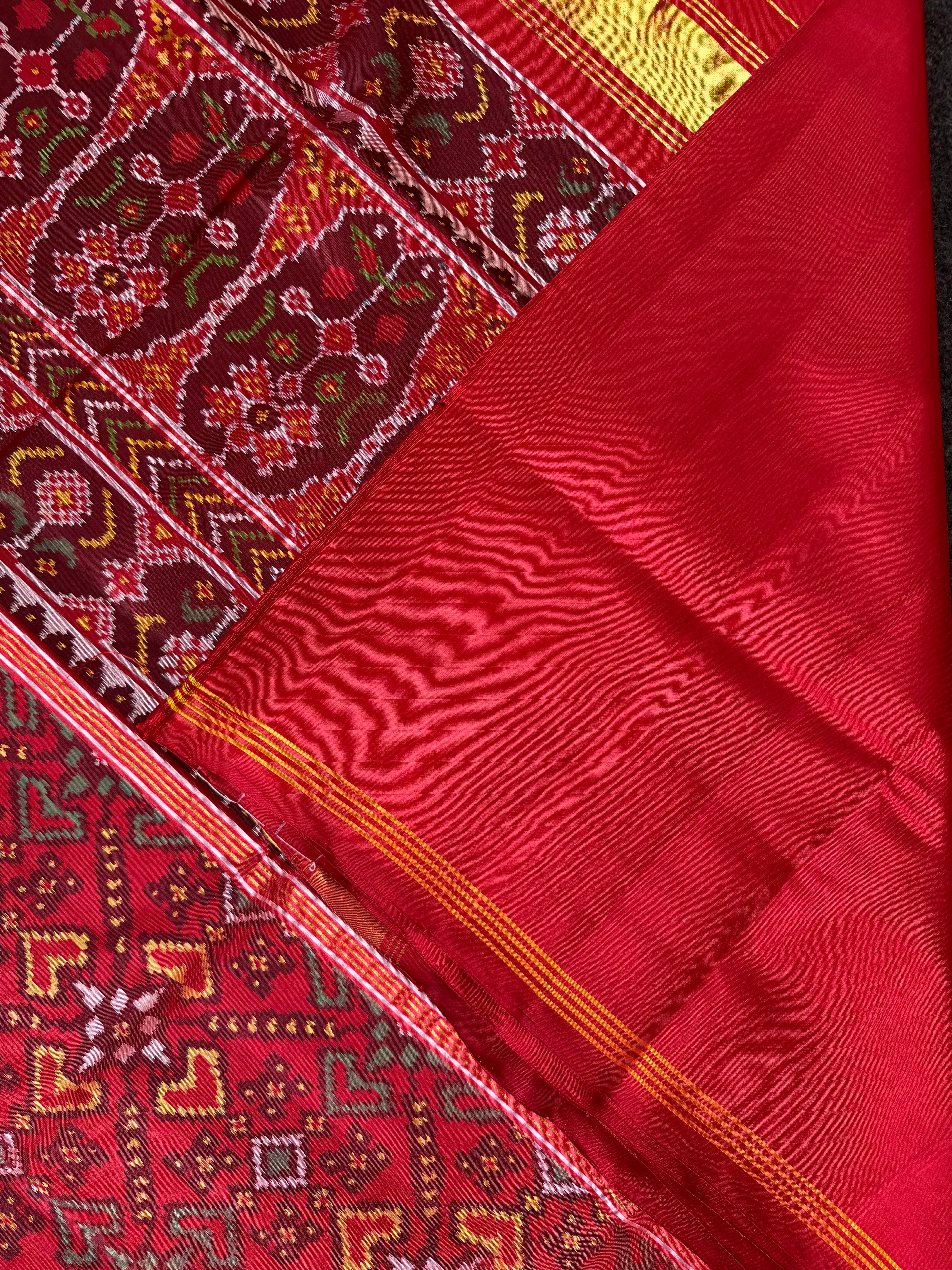 Red Color Traditional Design Handwoven Patola Silk Saree
