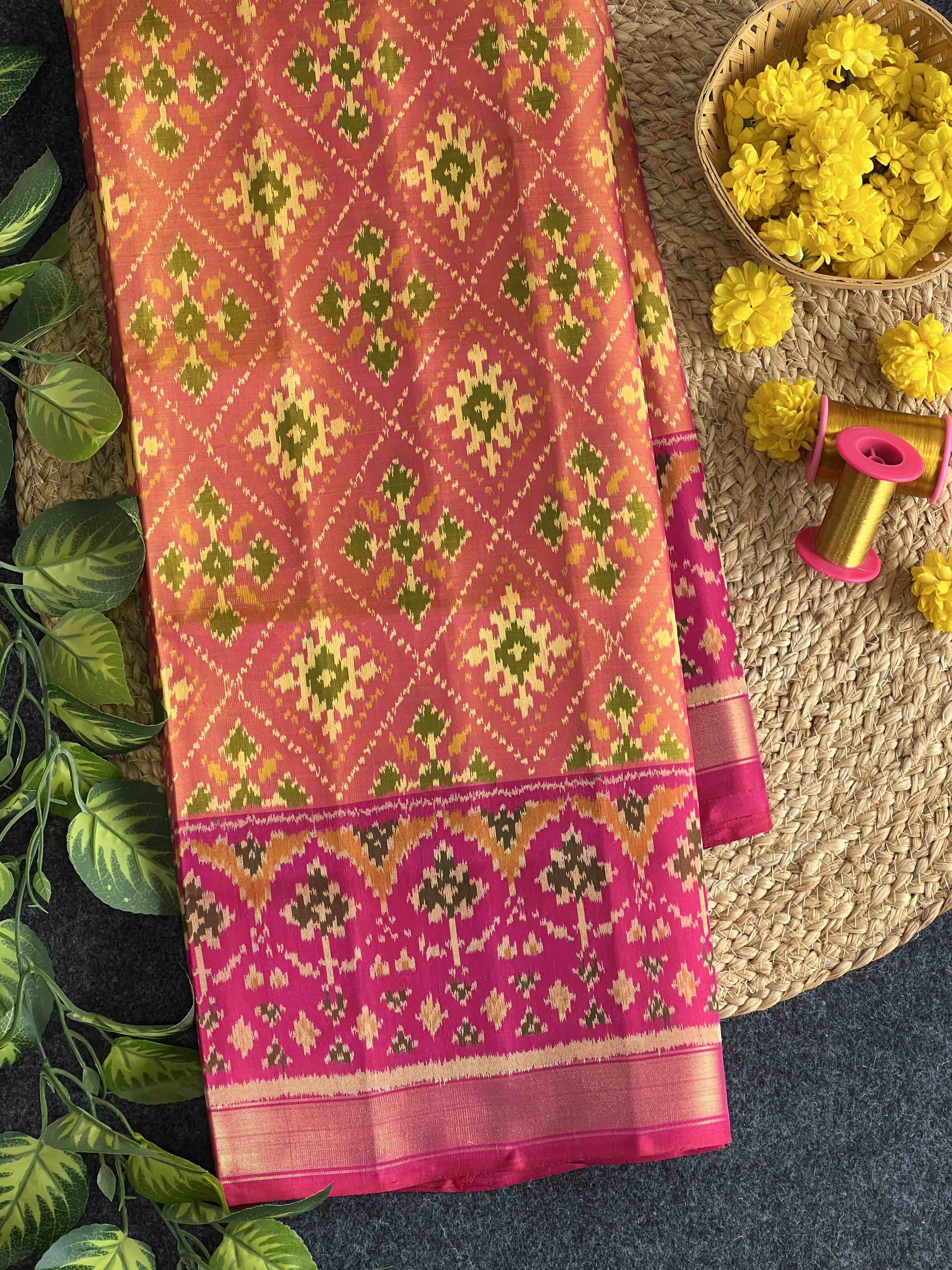 Navratna Manekchowk Traditional Design Handwoven Patola Silk Saree