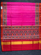 Plain Pink Gala Border With Designer Blouse Handwoven Patola Silk Saree