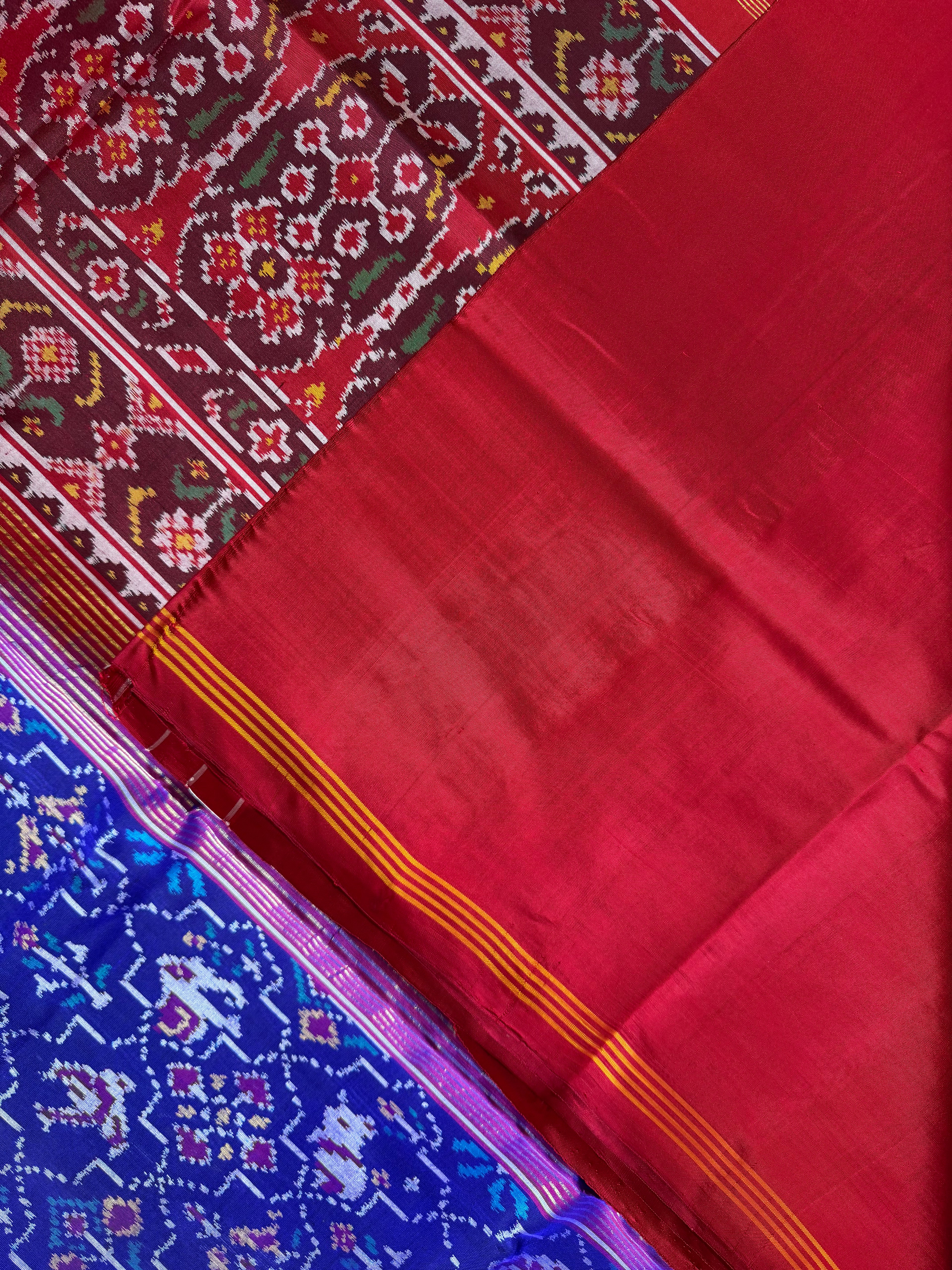 Motif Design With Blue Color Handwoven Patola Silk Saree
