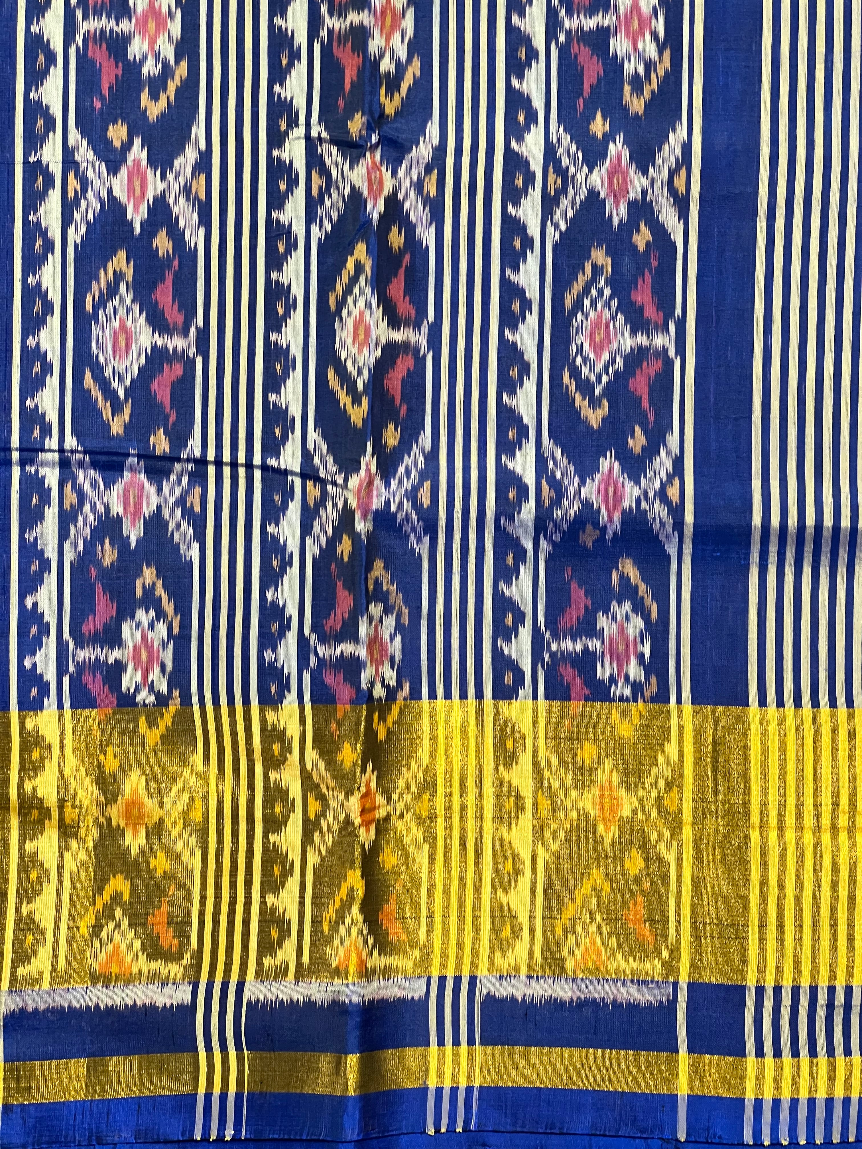 Blue Navratna Traditional Design Handwoven Patola Silk Saree