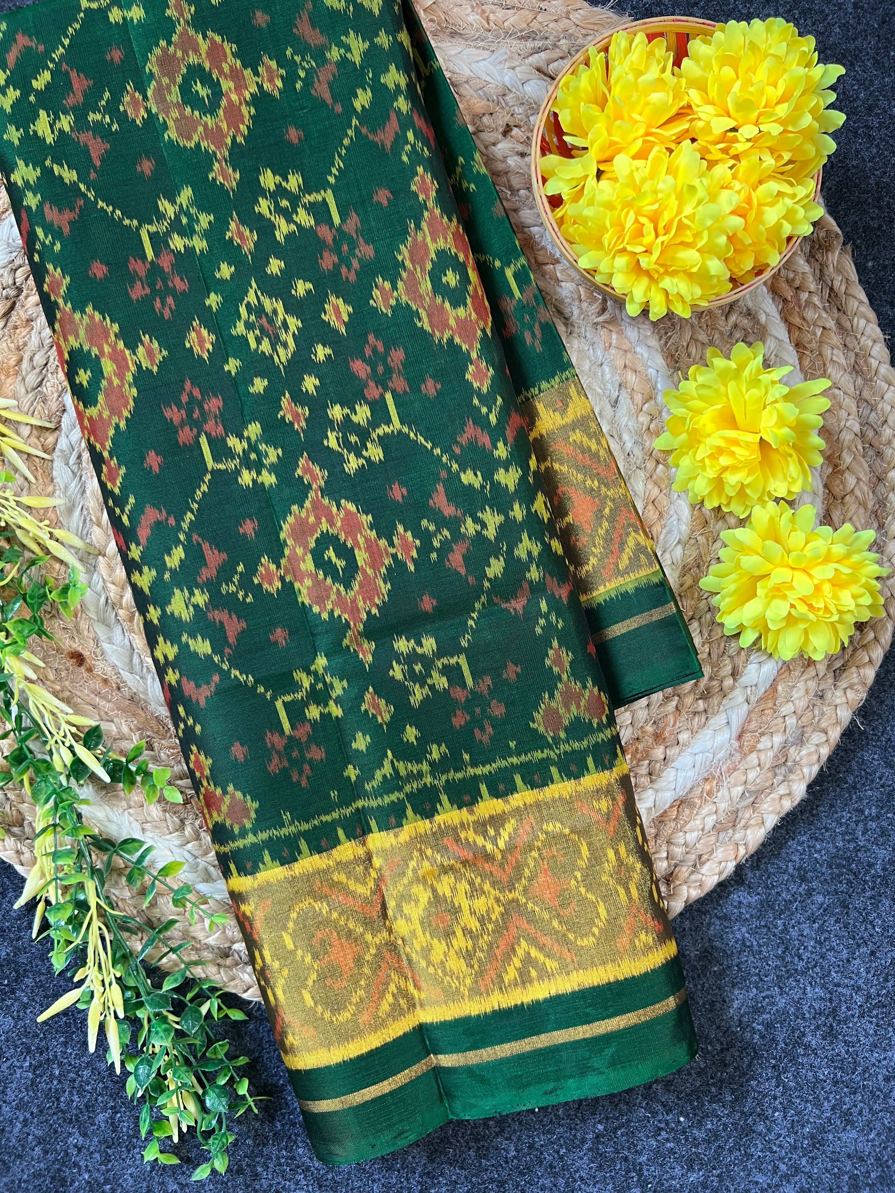 Navratna Traditional Design Handwoven Patola Silk Saree
