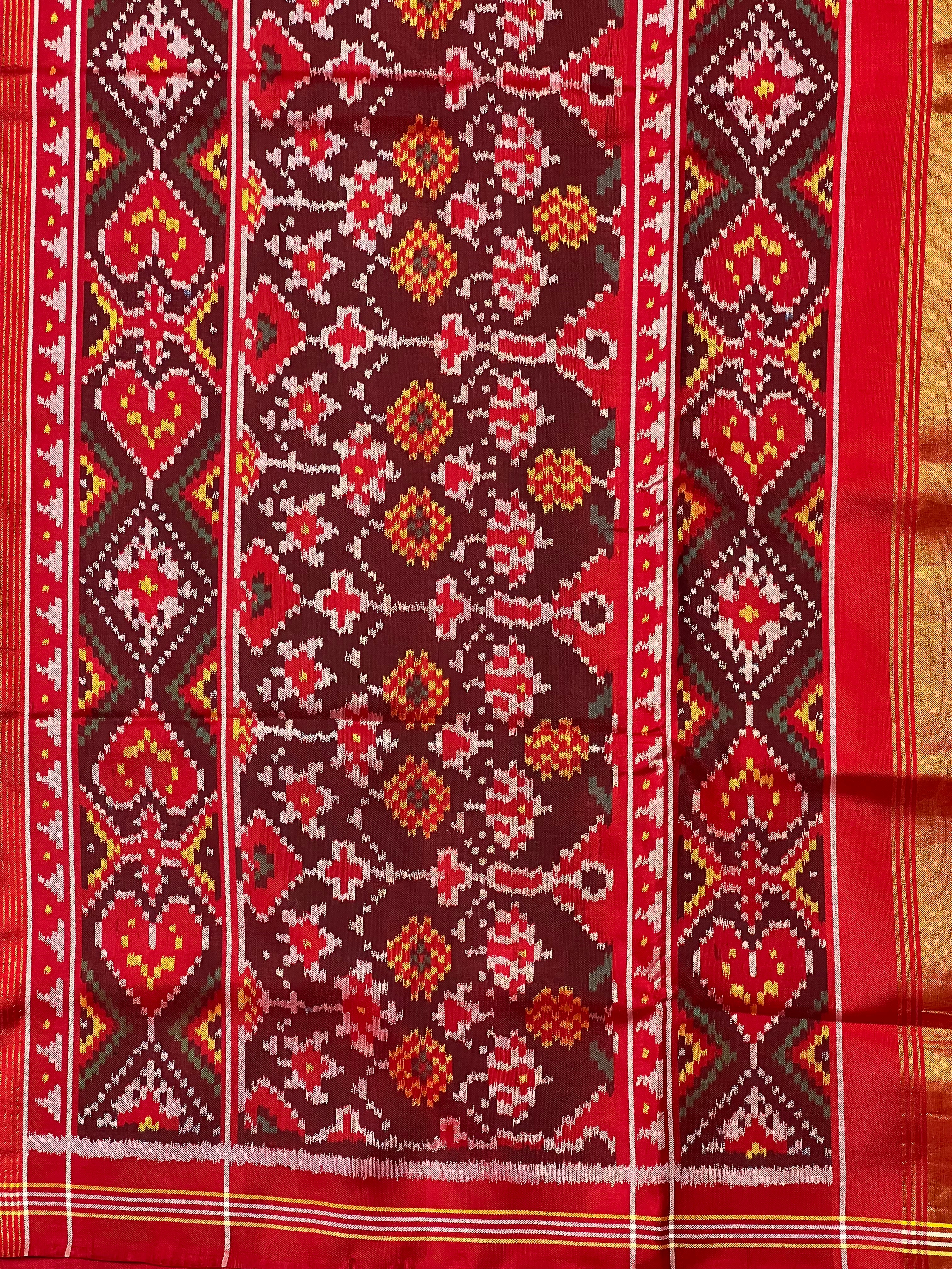 Navratna-Manekchowk Traditional Design Handwoven Patola Silk Saree