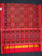 Handwoven Patola Silk Saree Manekchowk Green Dhoop Chaav