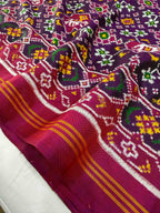 Navratna-Elephant Traditional Design Handwoven Double Ikat Patola Silk Saree