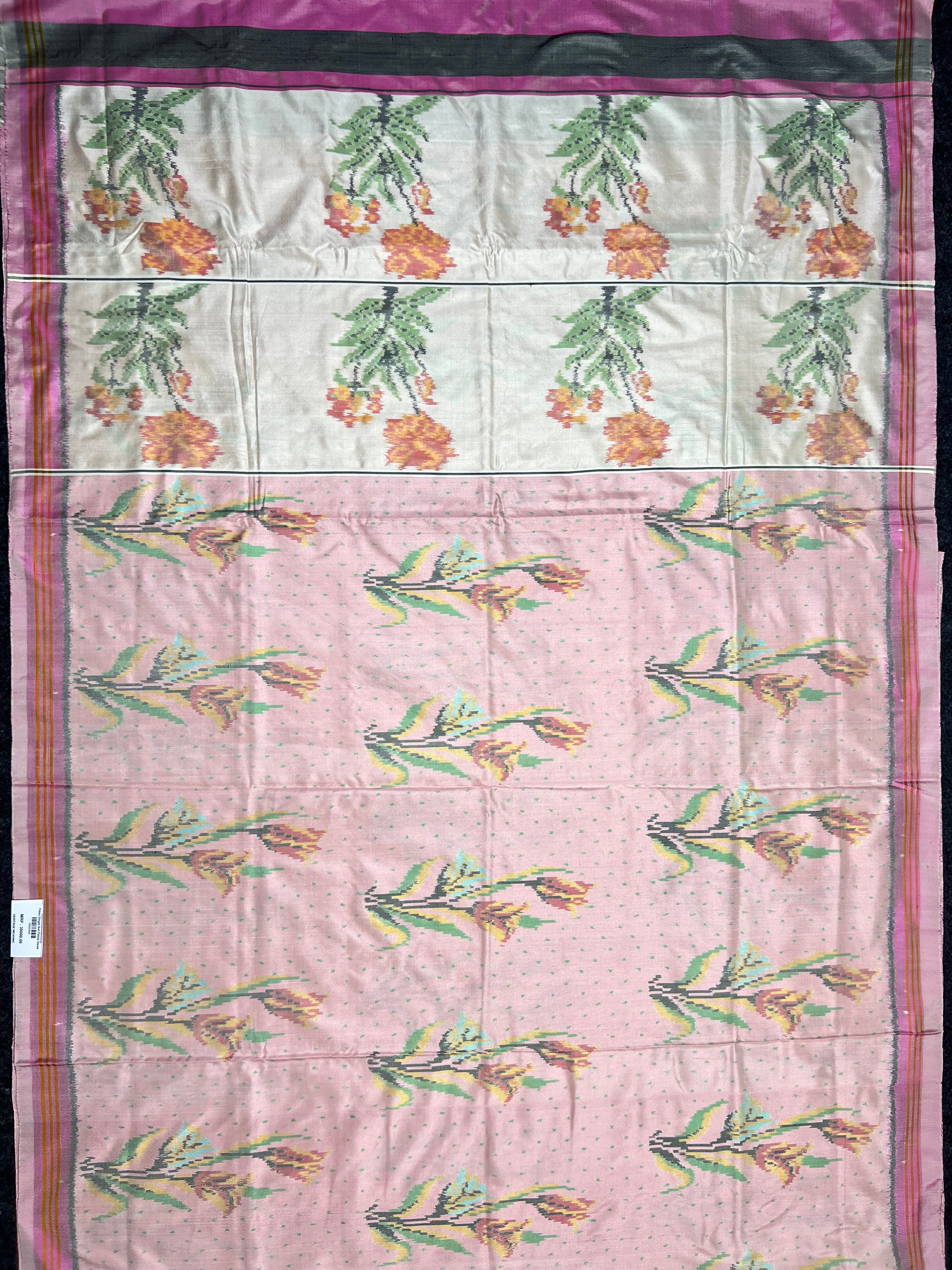 Exclusive Flower Design Handwoven Patola Silk Saree