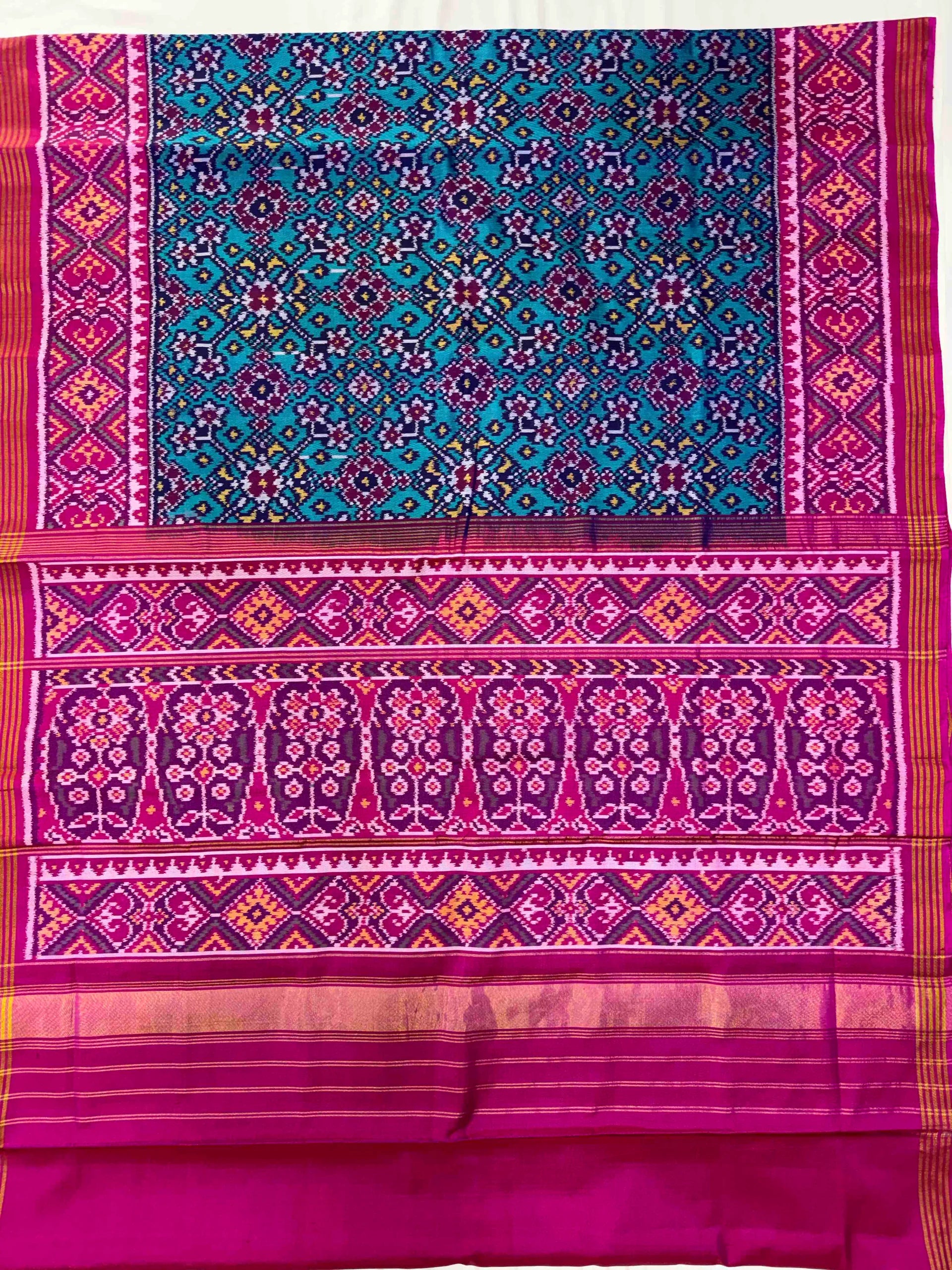 Navratna Traditional Design Handwoven Patola Silk Saree Secondary image