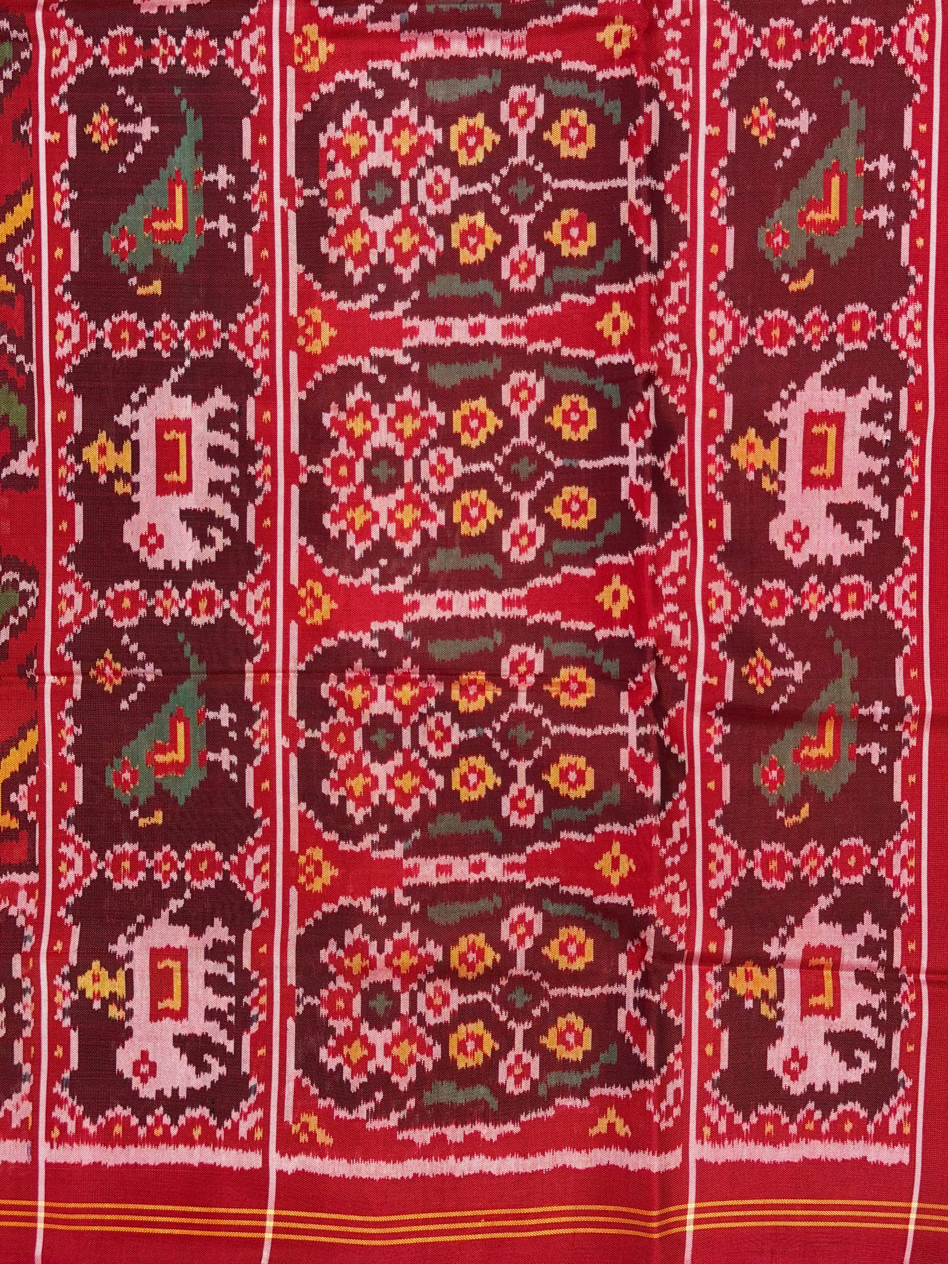 Handwoven Patola Silk Saree Elephant Designer