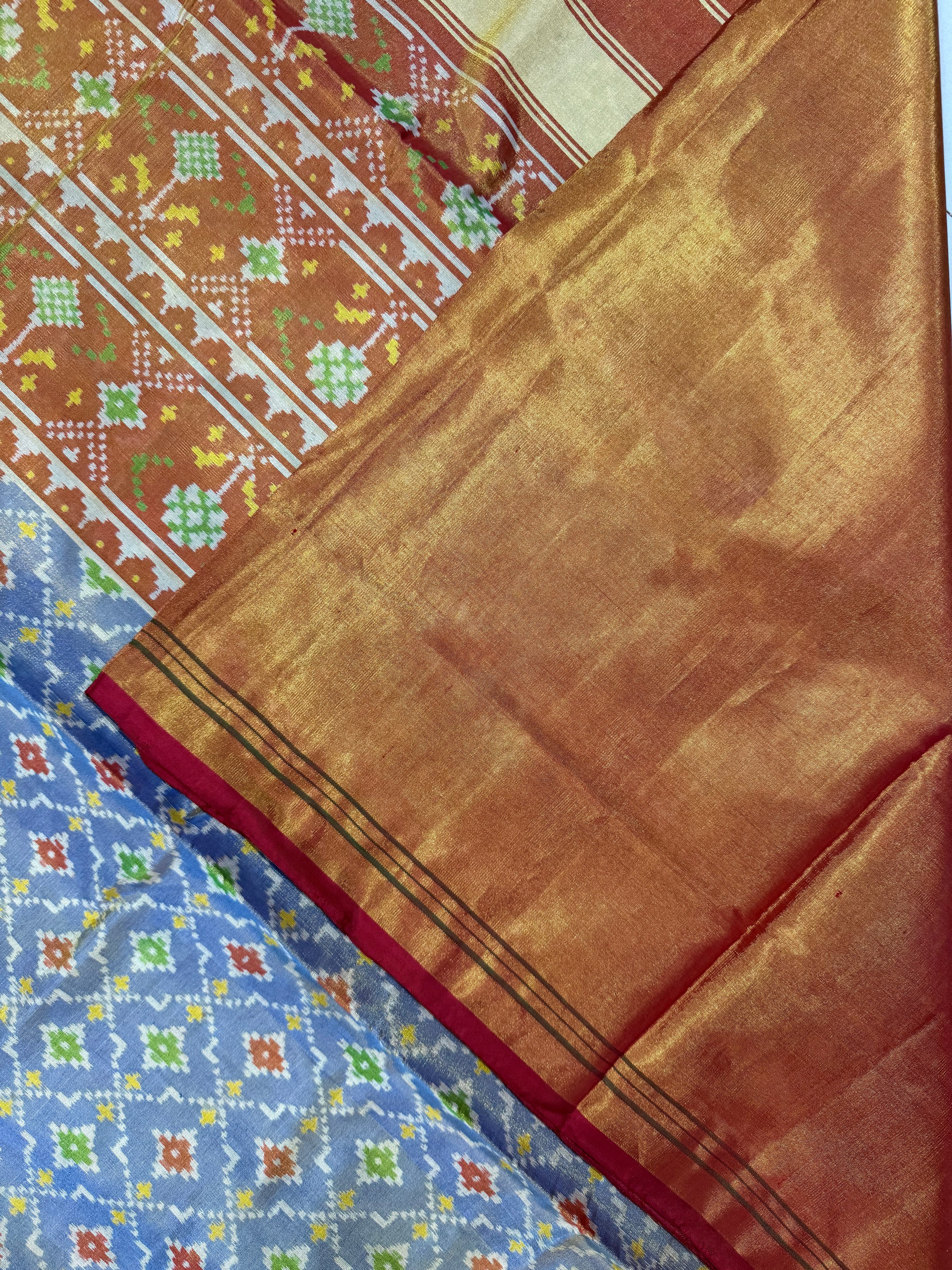 Fancy Design Pastel Purple Tissue Double Zari Patola Saree