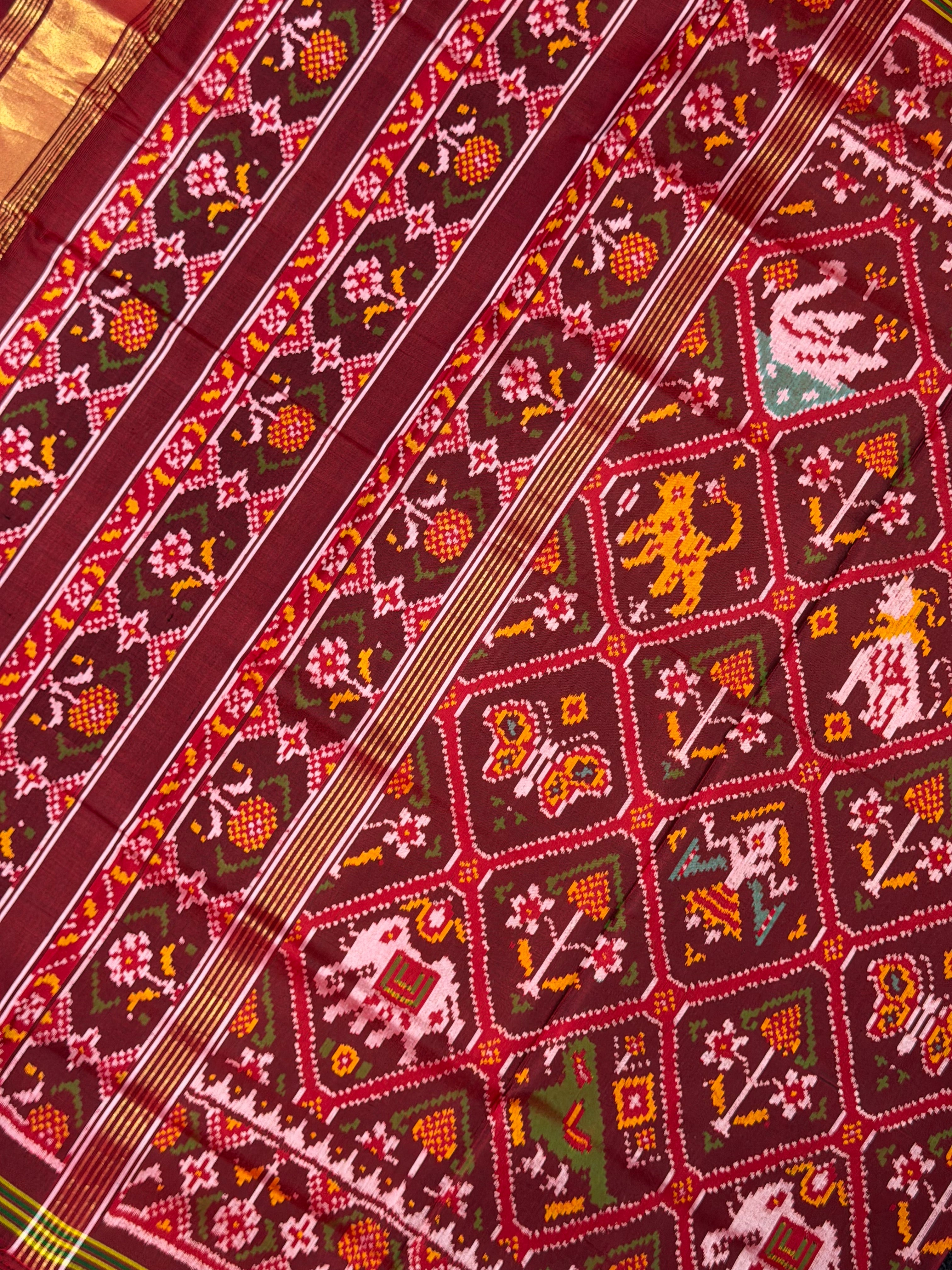 Handwoven Patola Silk Saree Adtala Design