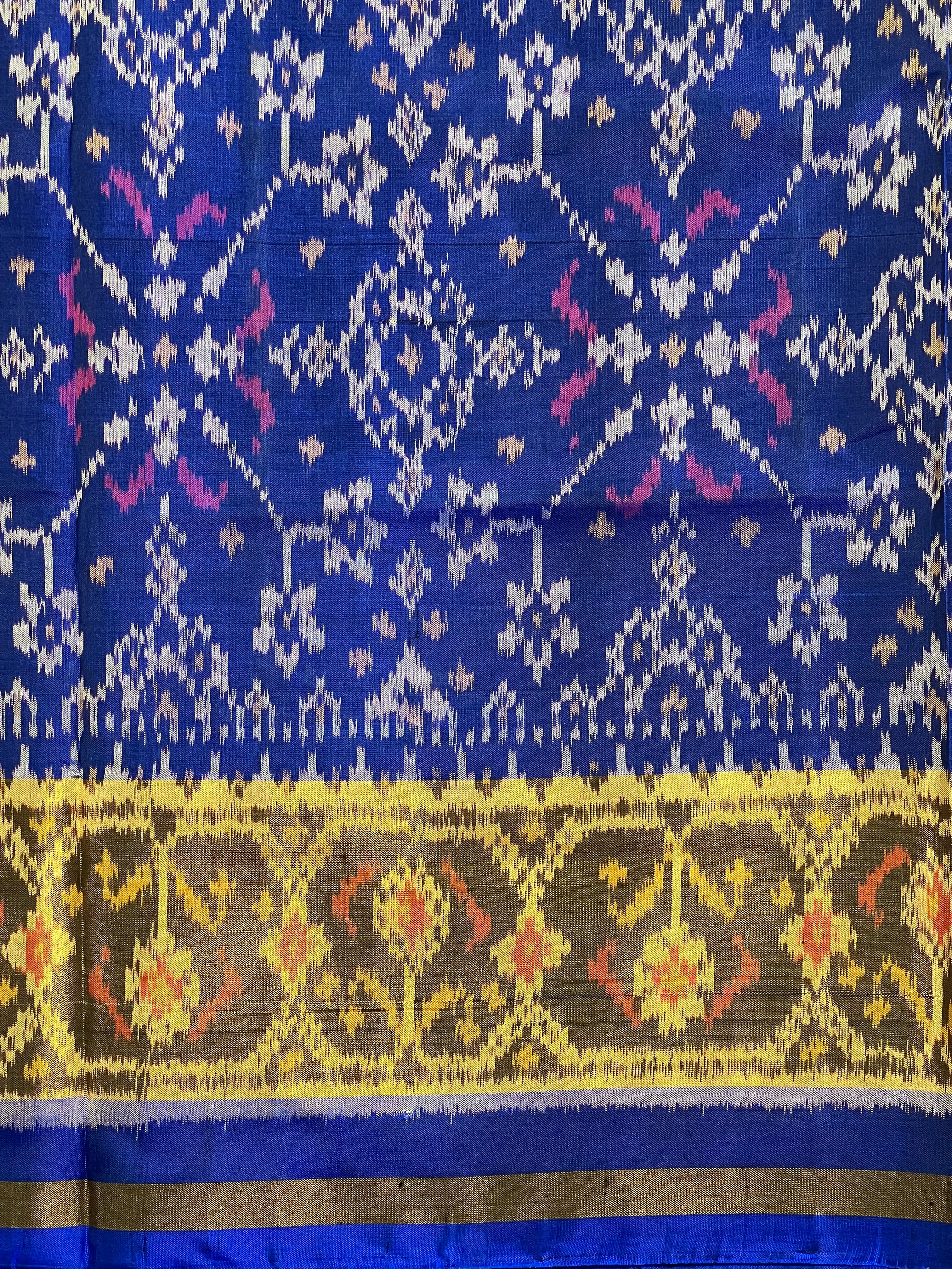 Blue Navratna Traditional Design Handwoven Patola Silk Saree