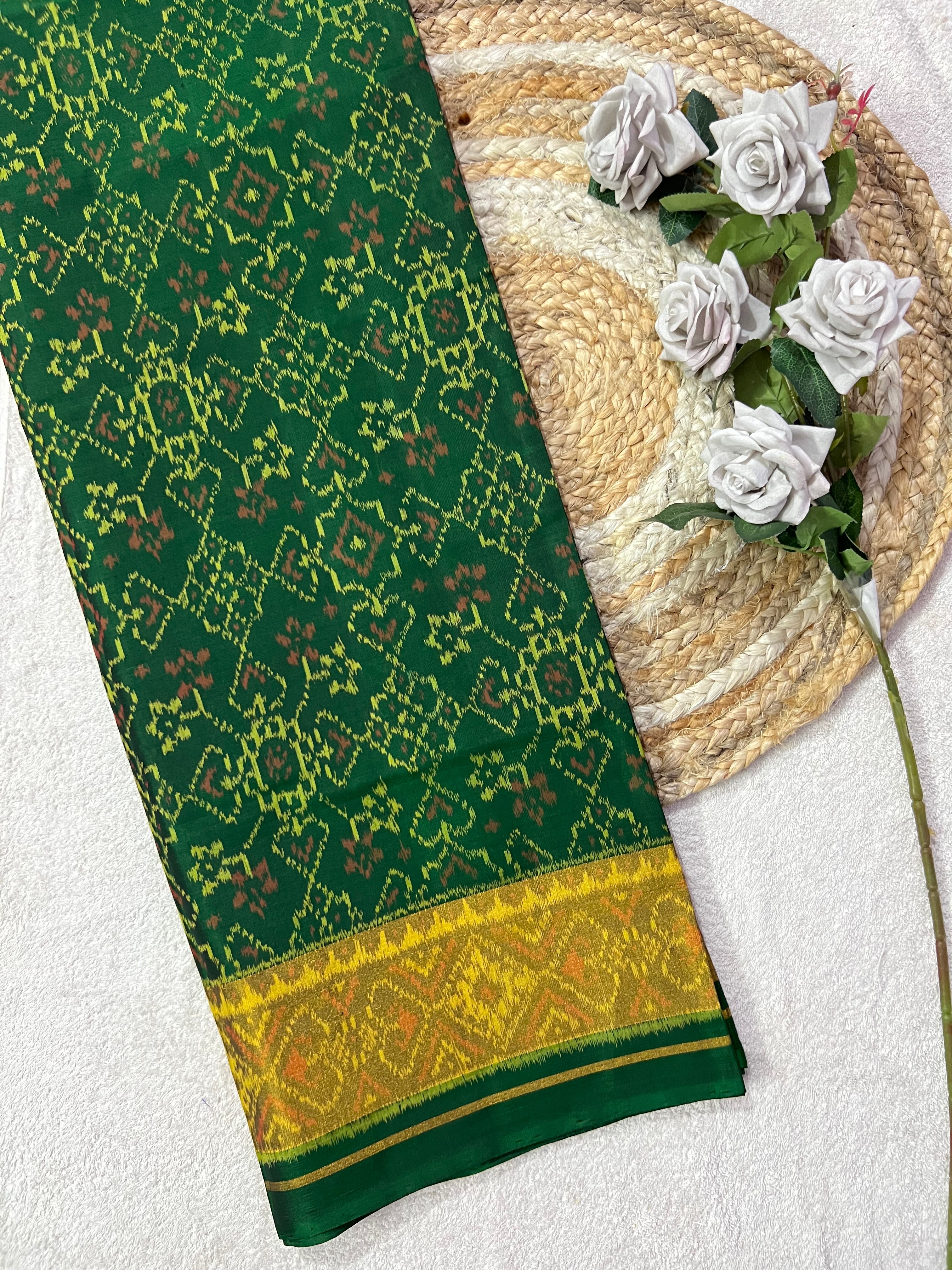 Navratna-Manekchowk Design Handwoven Patola Silk Saree