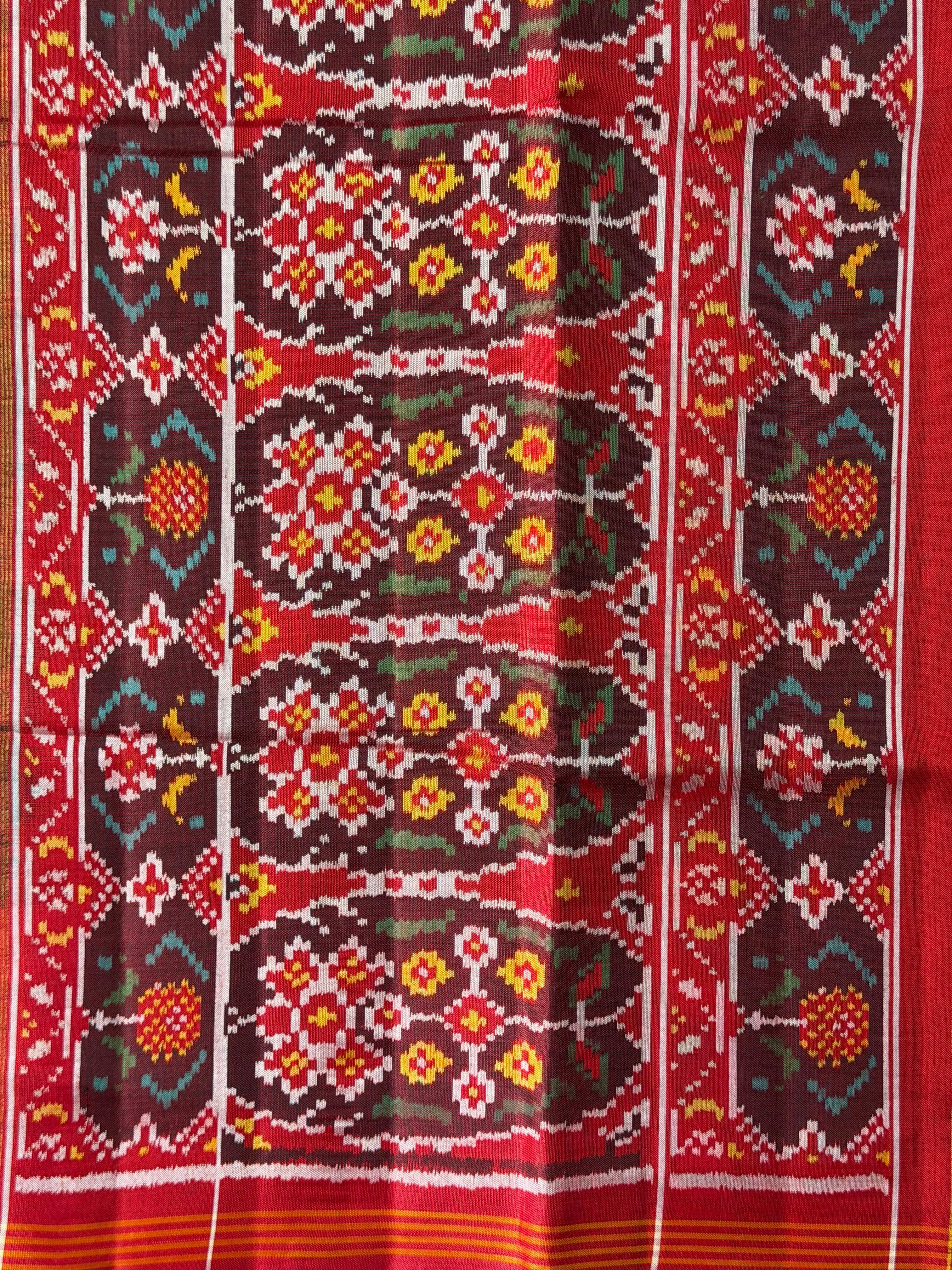 Colorful Traditional Design Handwoven Patola Silk Saree