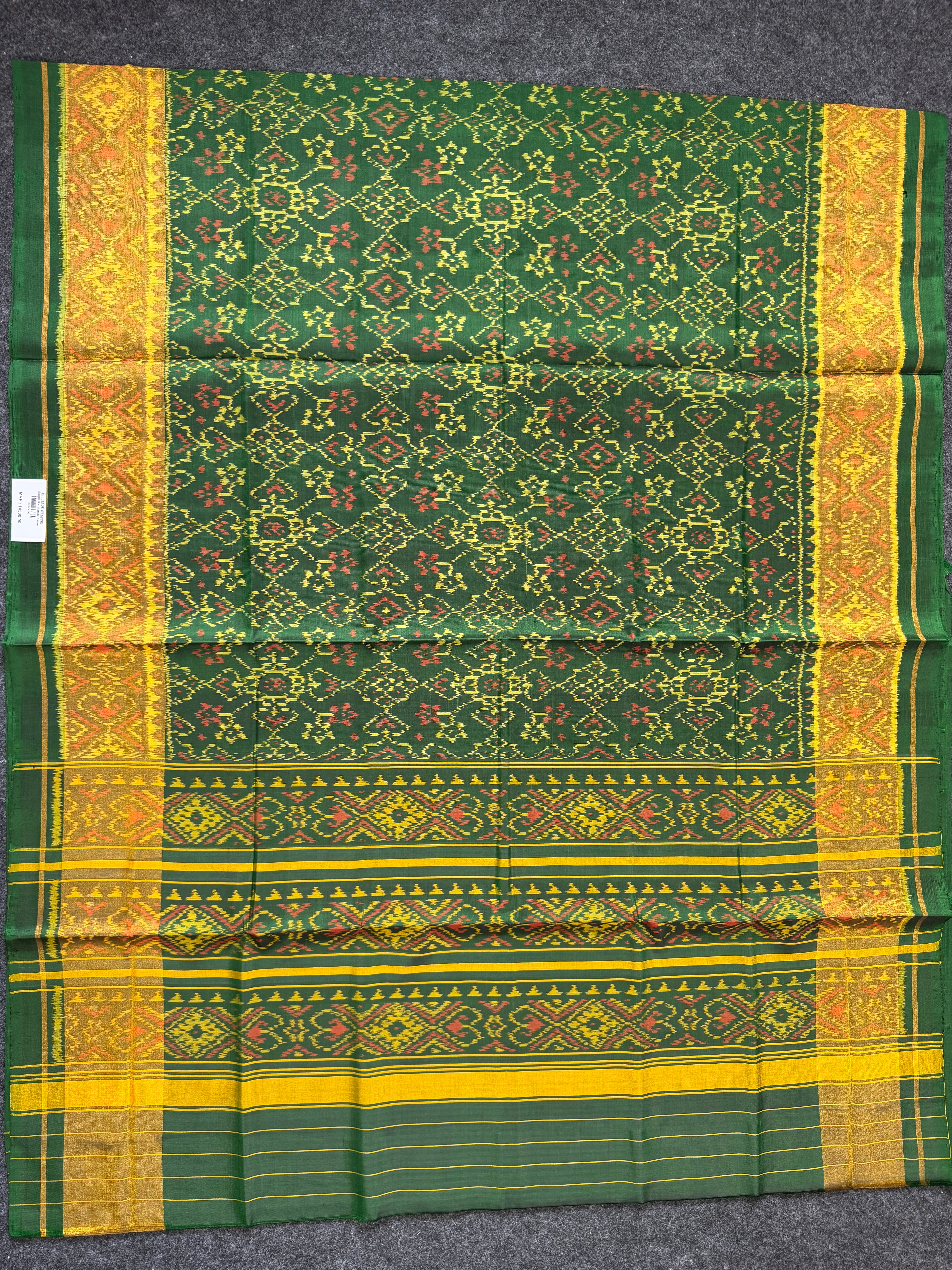 Navratna-Manekchowk Design Handwoven Patola Silk Saree