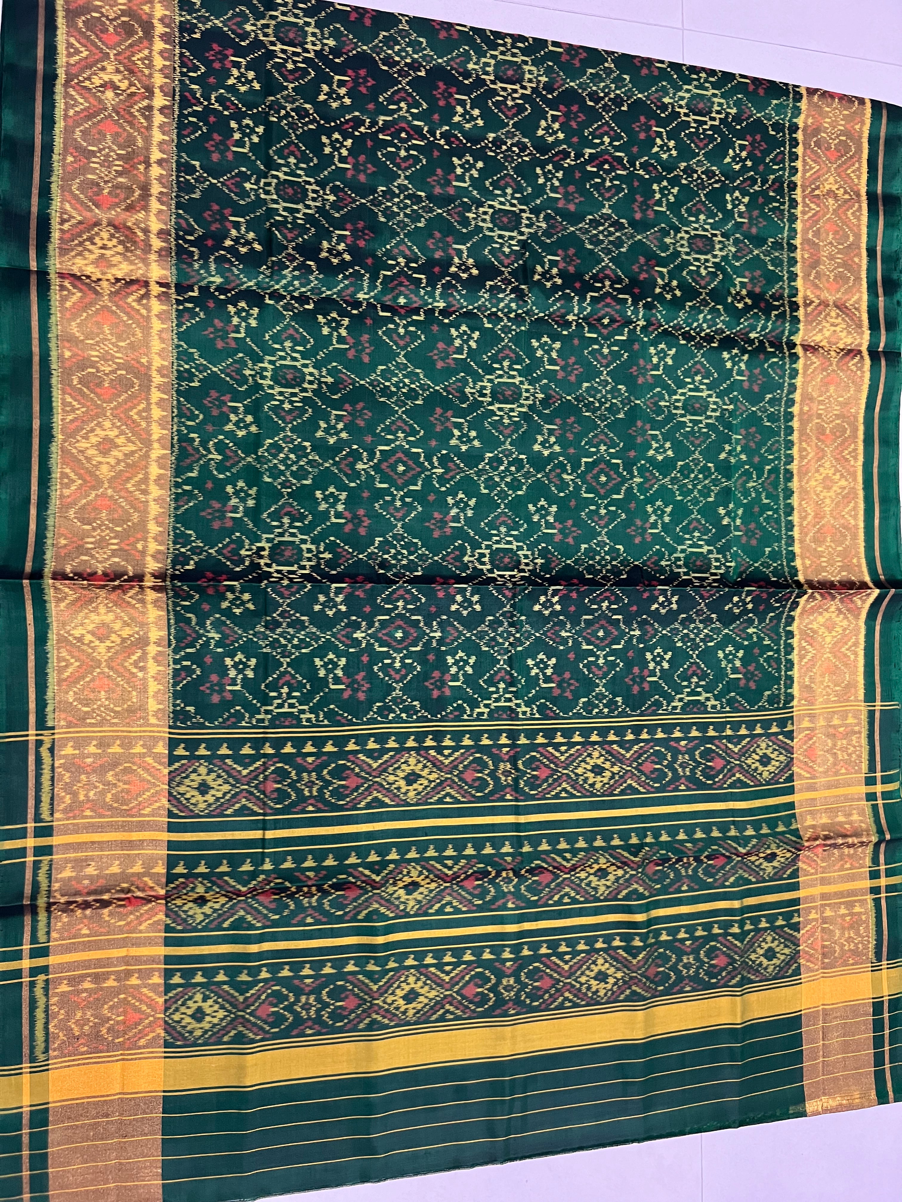 Navratna-Manekchowk Design Handwoven Patola Silk Saree