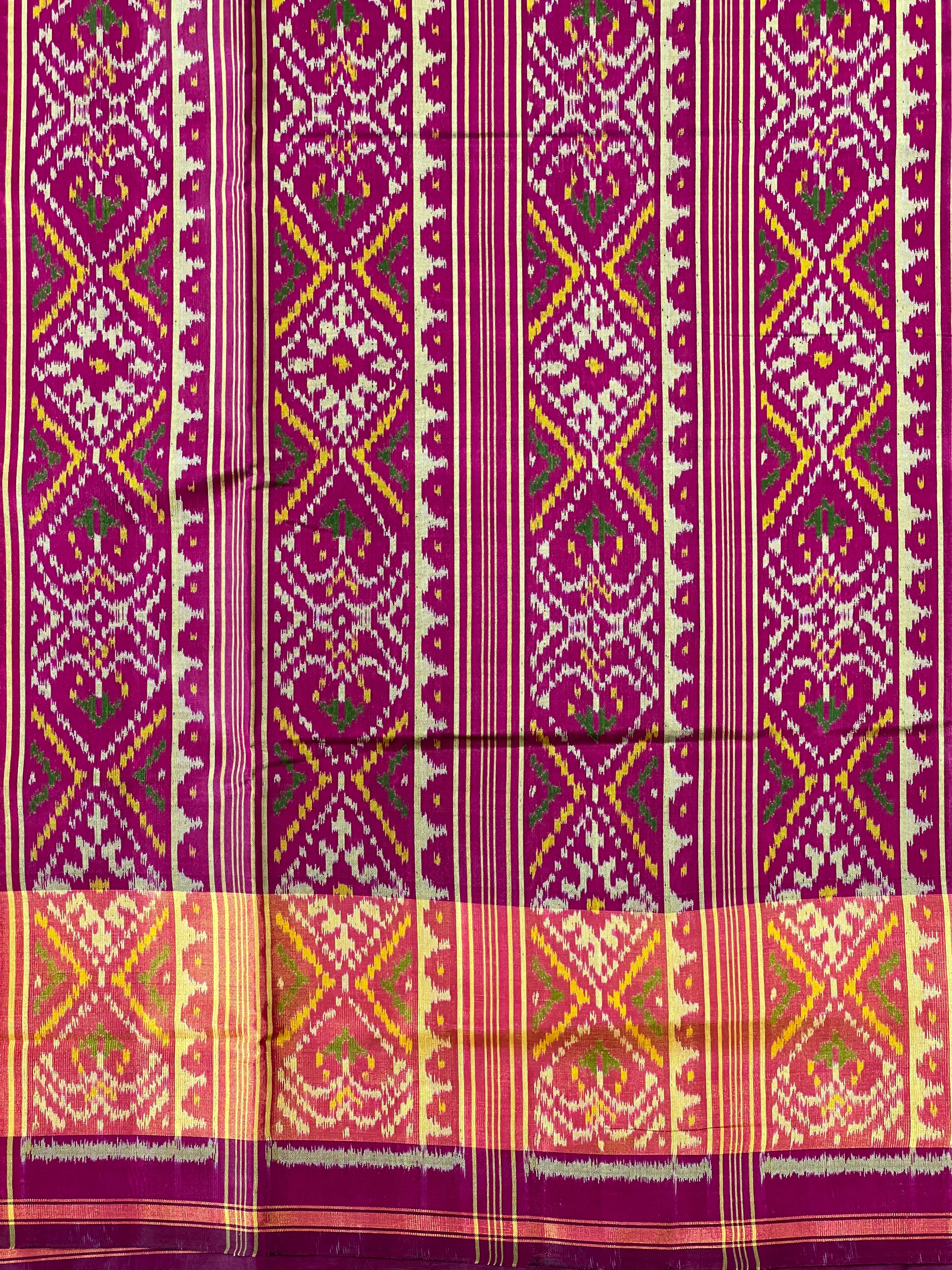 Buttonful Design Wine Color Handwoven Patola Silk Saree