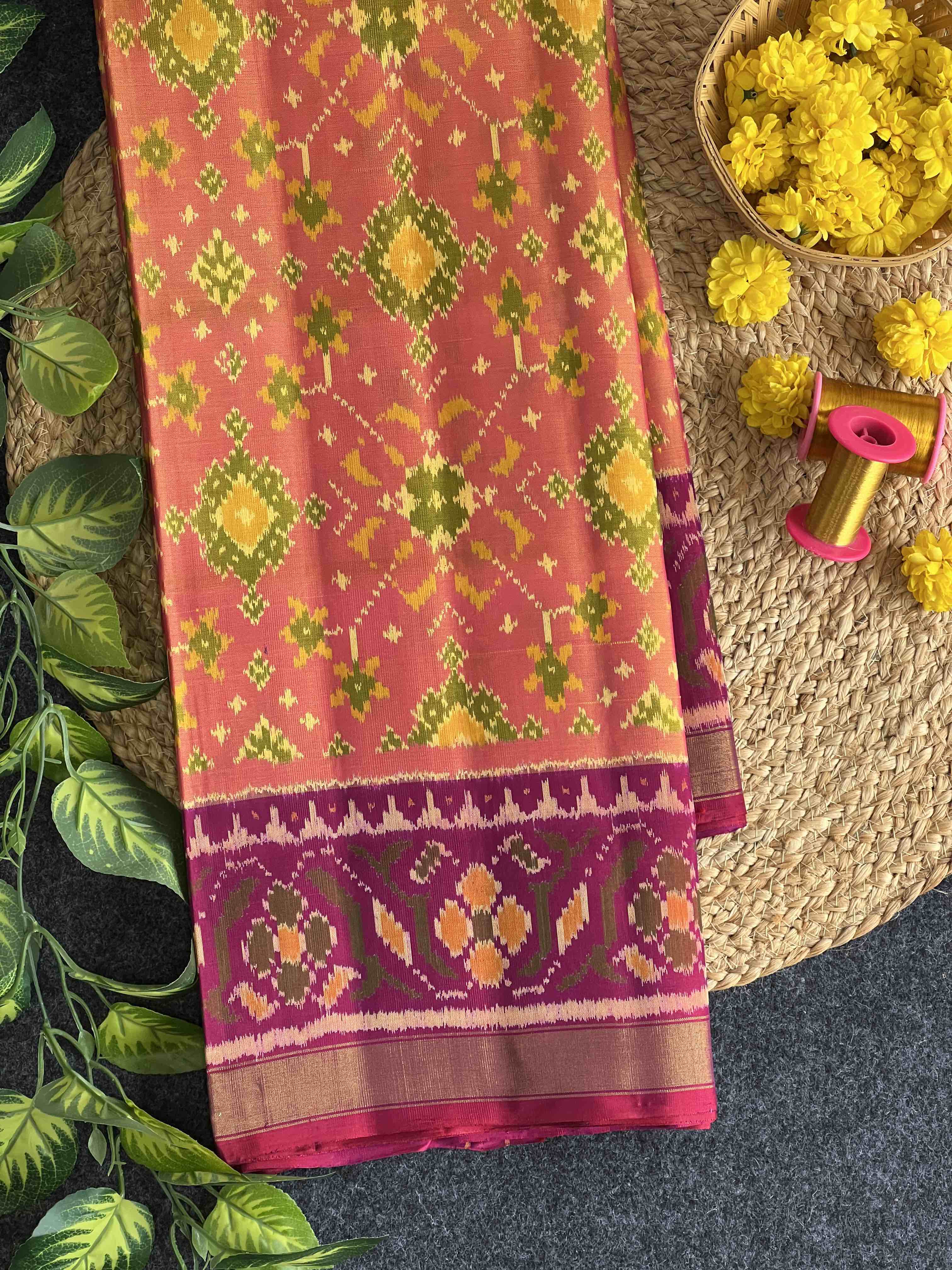 Navratna Traditional Design Handwoven Patola Silk Saree