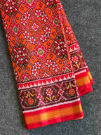Orange Navratna Traditional Design Handwoven Patola Silk Saree