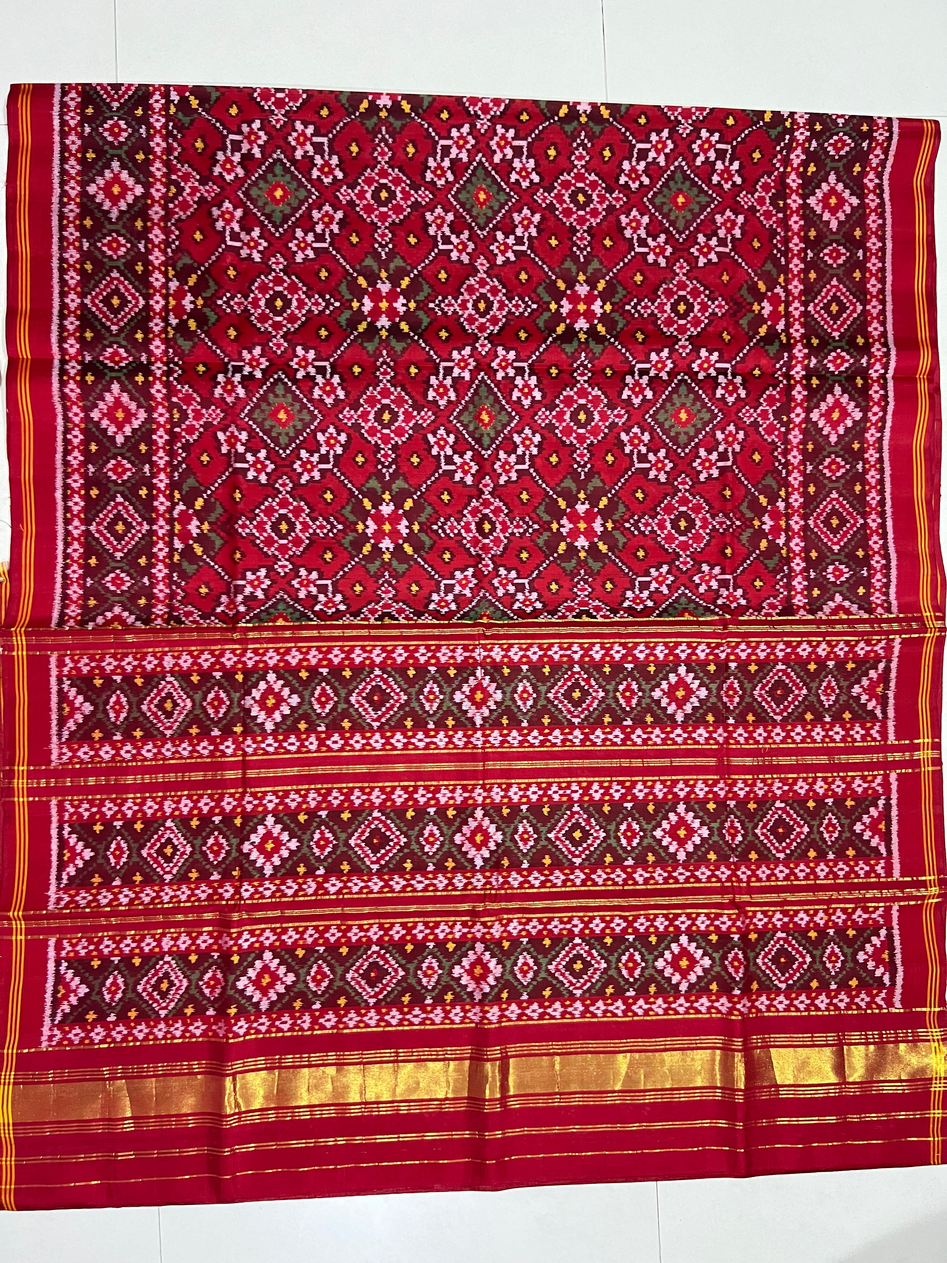 Navratna Traditional Design Handwoven Patola Silk Saree Secondary image