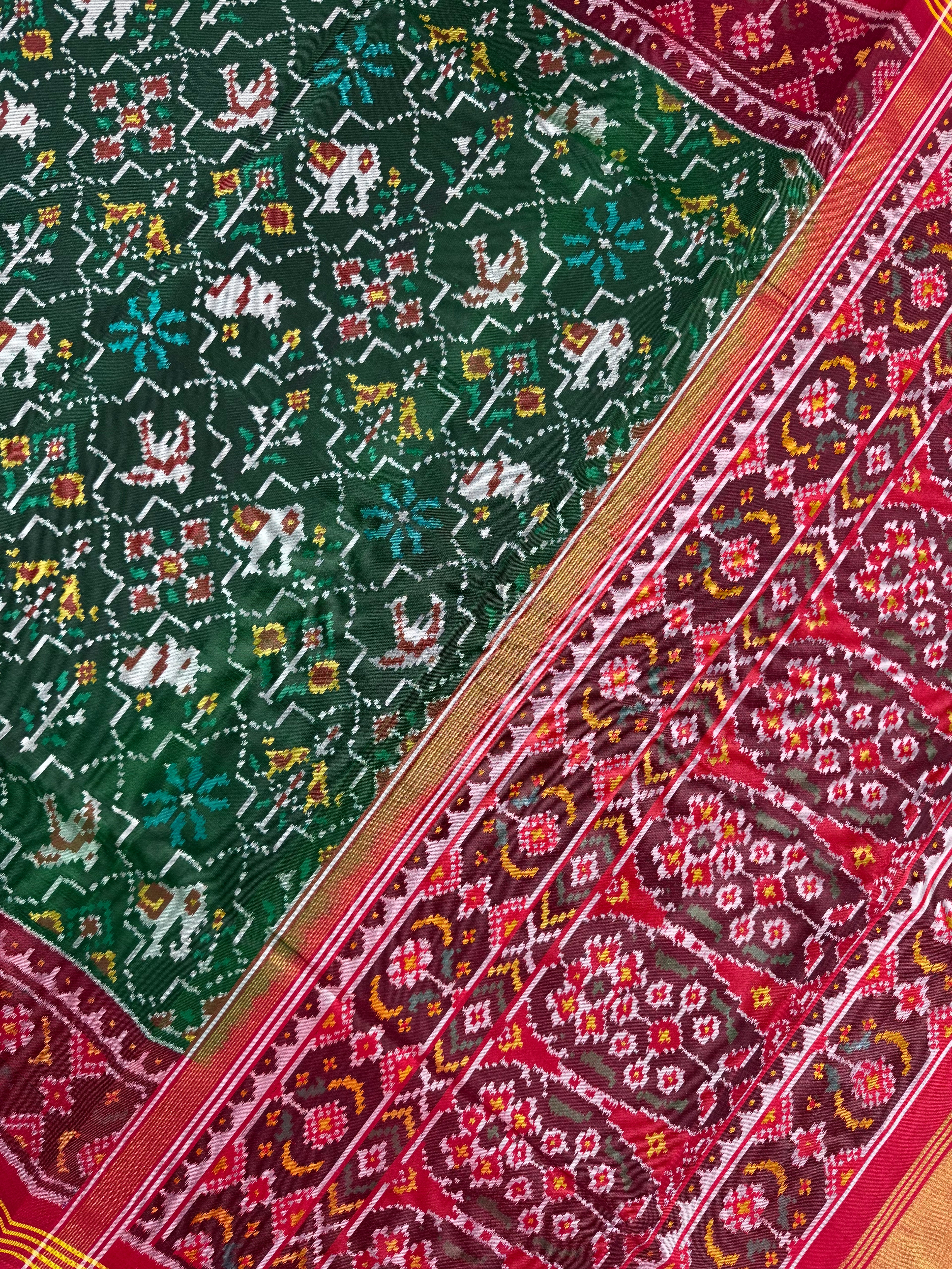 Half Motifs Design Handwoven Patola Silk Saree
