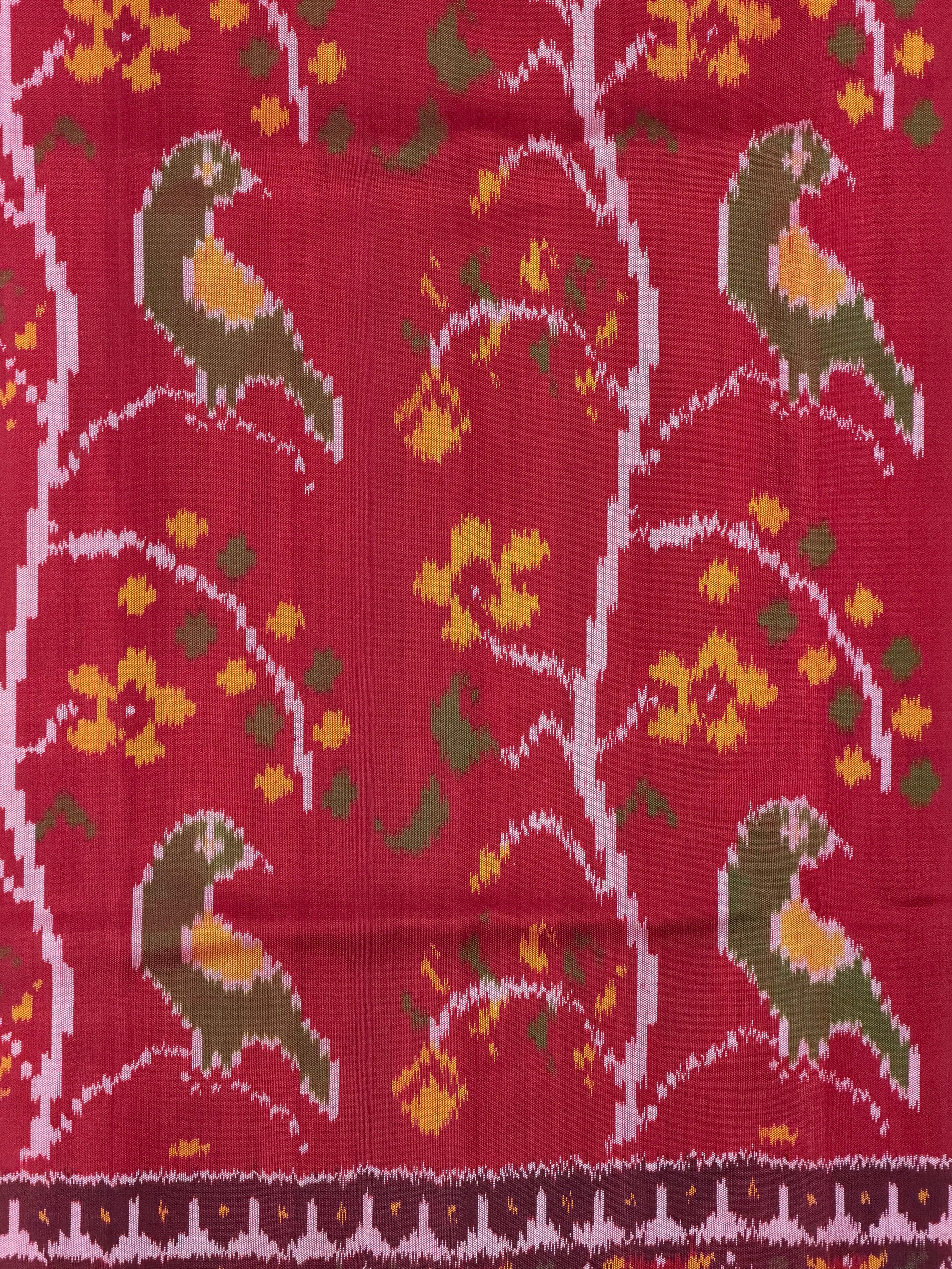 Red Color With Peacock Design Handwoven Patola Silk Saree