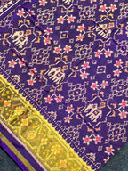 Dark Purple Fusion Design Handwoven Patola Silk Saree