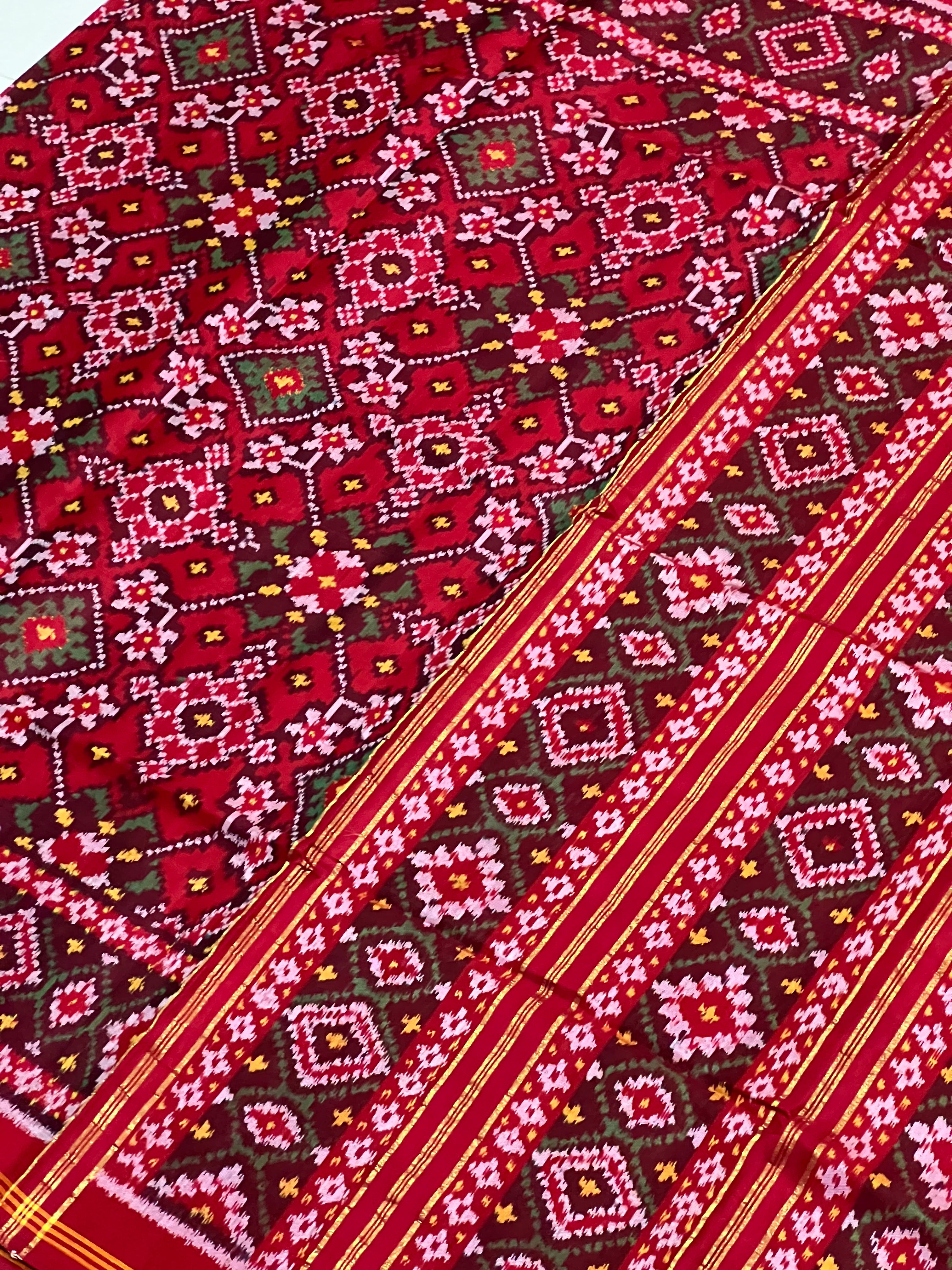 Navratna Traditional Design Handwoven Patola Silk Saree