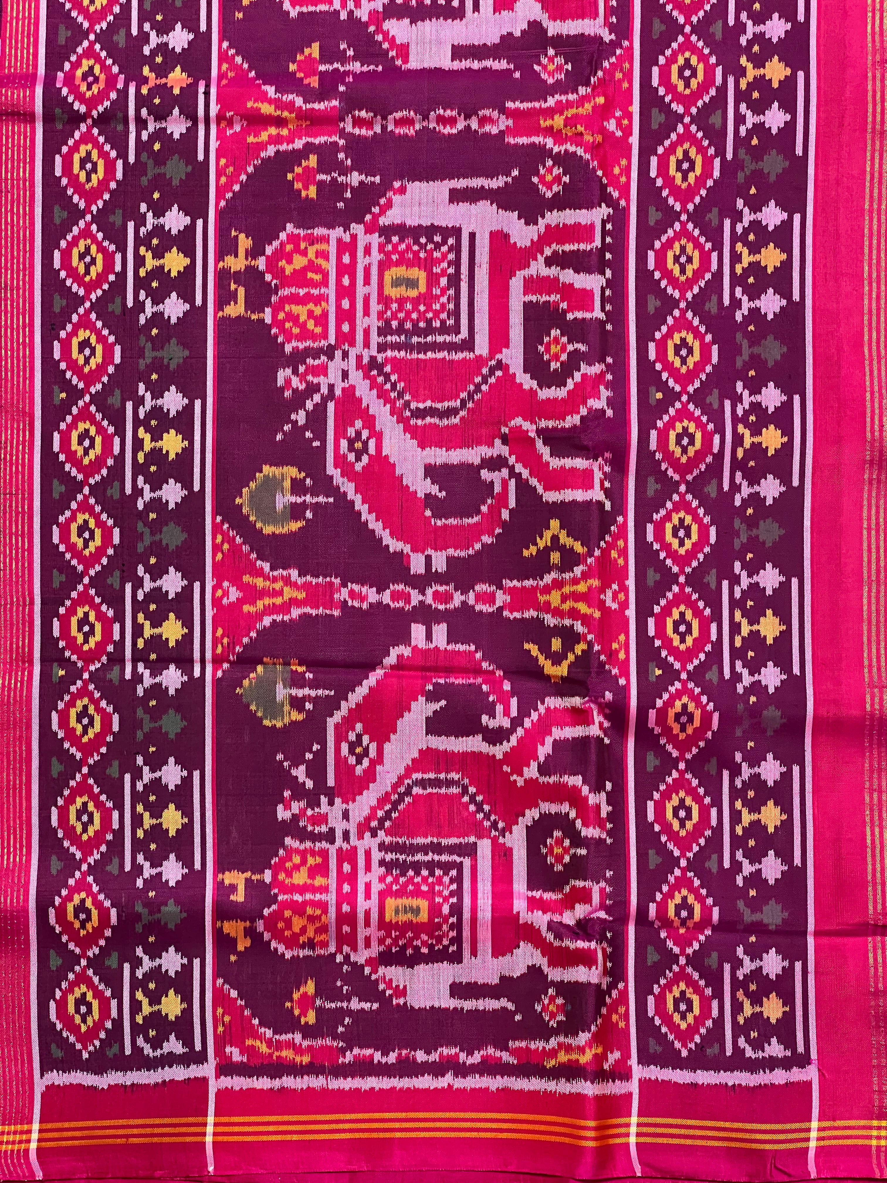 Skirt Border With Elephant Handwoven Patola Silk Saree
