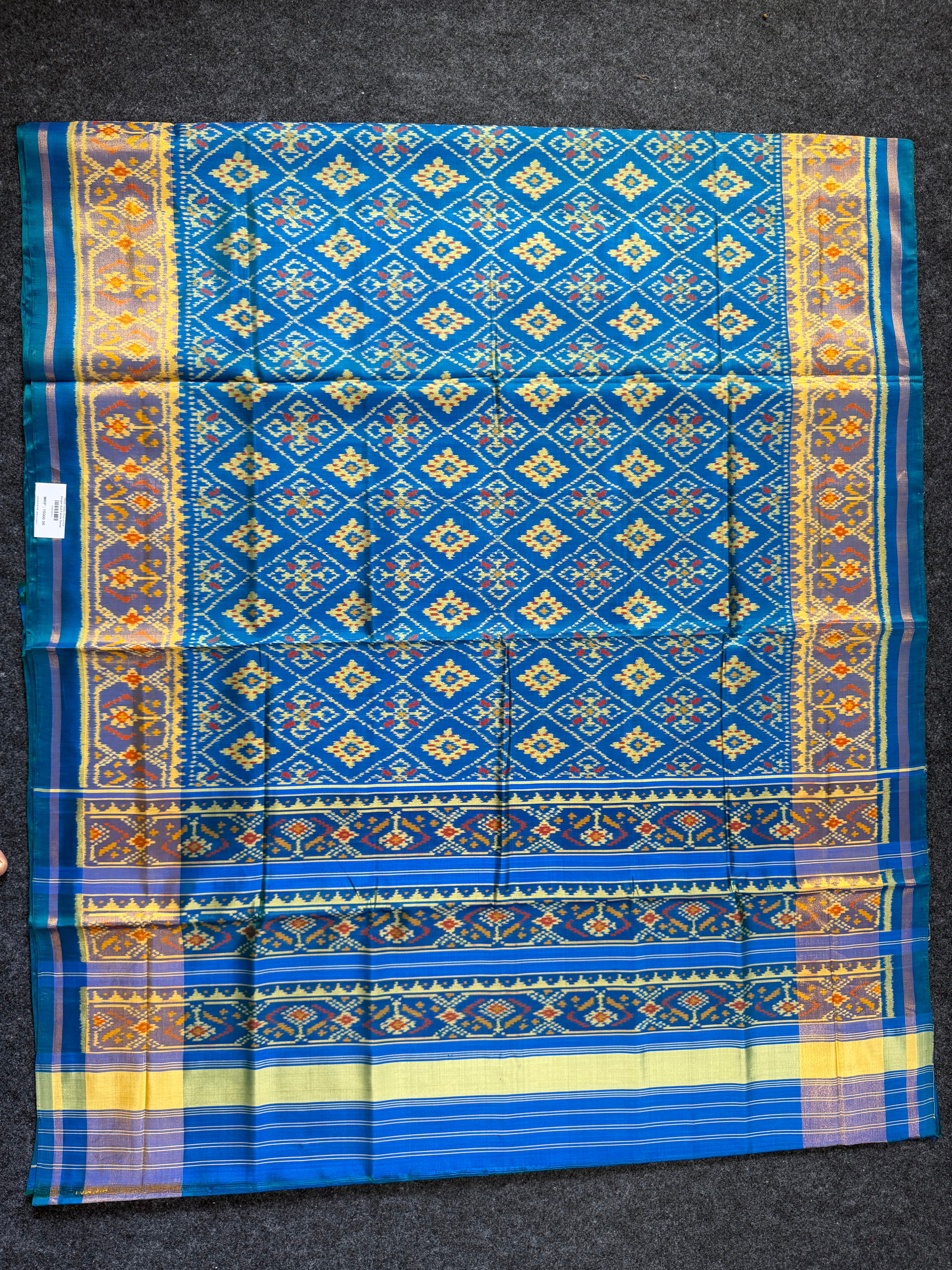 Blue Pan-Chanda Traditional Design Handwoven Patola Silk Saree