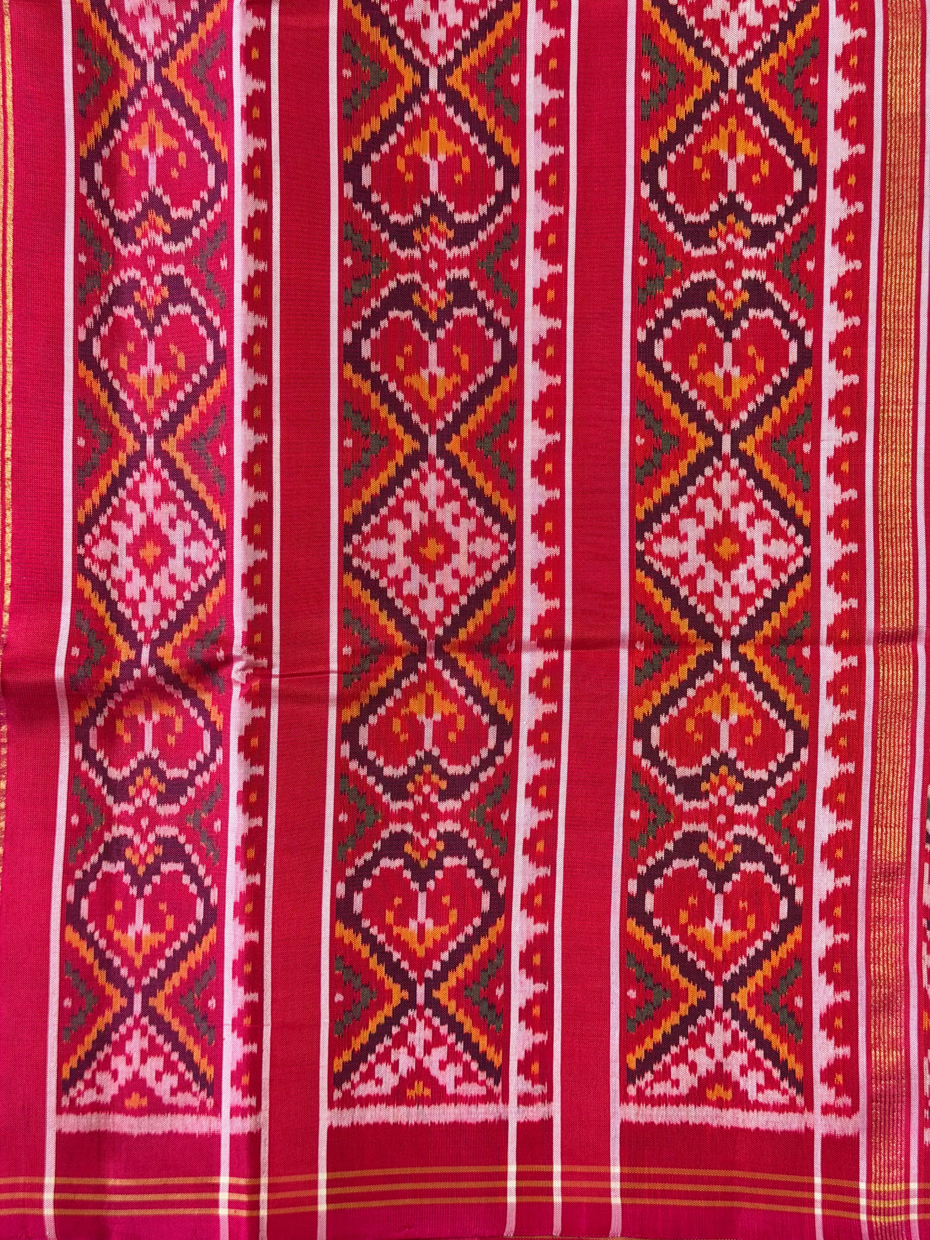 Motif With Flower Design Handwoven Patola Silk Saree