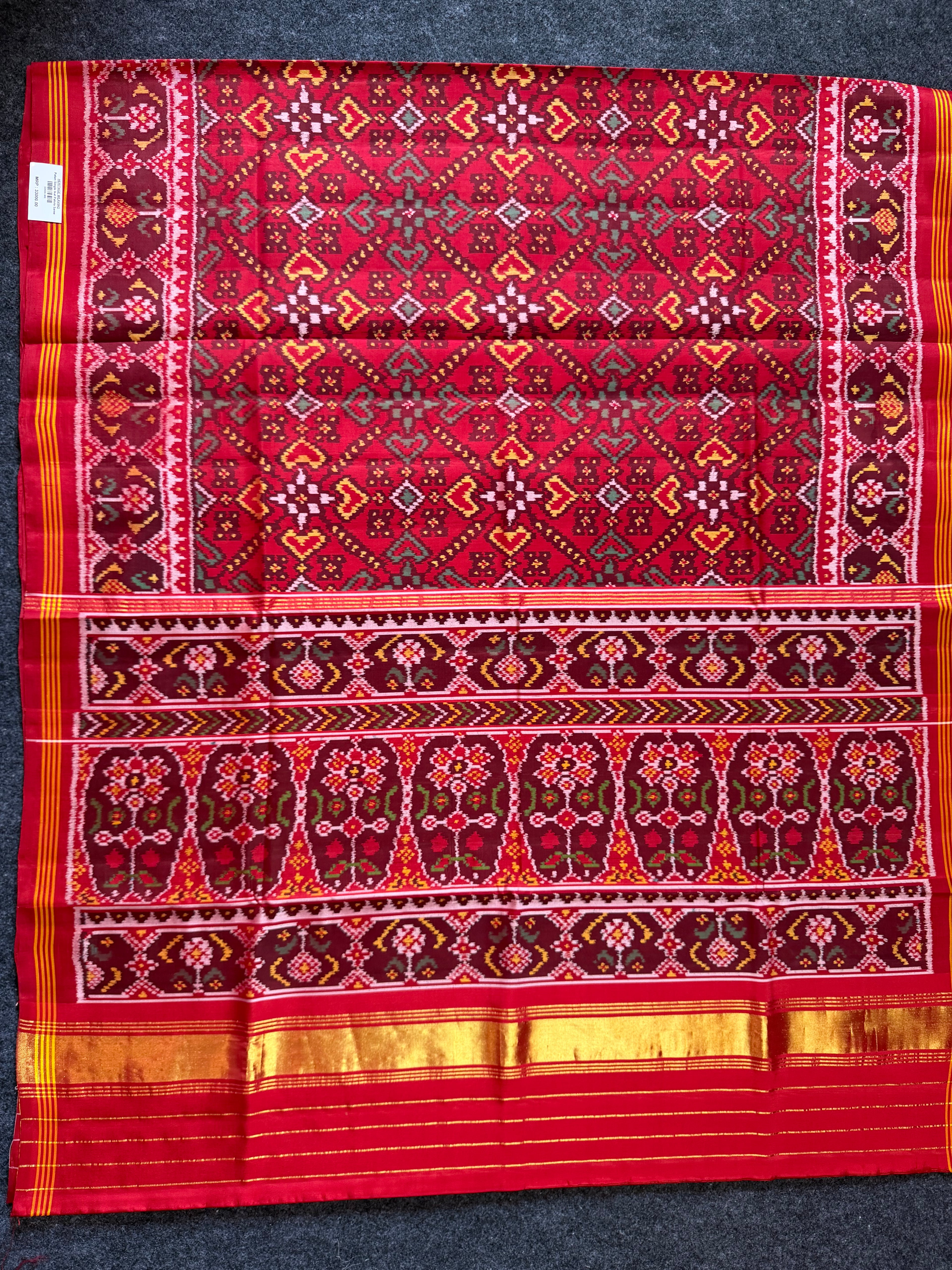 Red Color Traditional Design Handwoven Patola Silk Saree