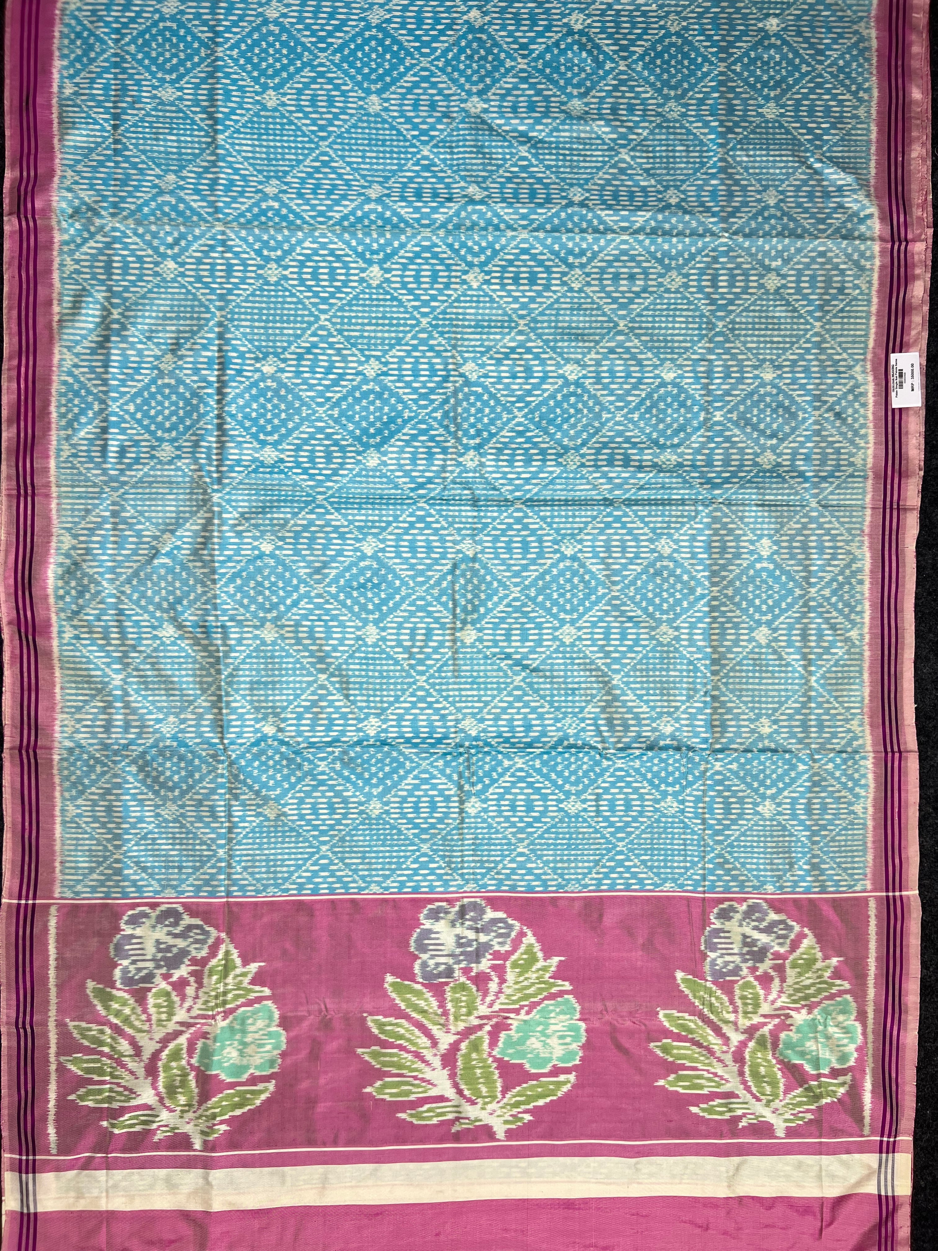 Sky Blue With Exclusive Pallu Design Handwoven Patola Silk Saree