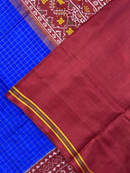 Blue Chex With Skirt Border Handwoven Patola Silk Saree