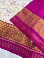 White Color Fancy Design Handwoven Patola Silk Saree