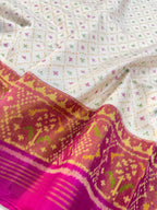 White Daliyabhat Traditional Design Handwoven Patola Silk Saree