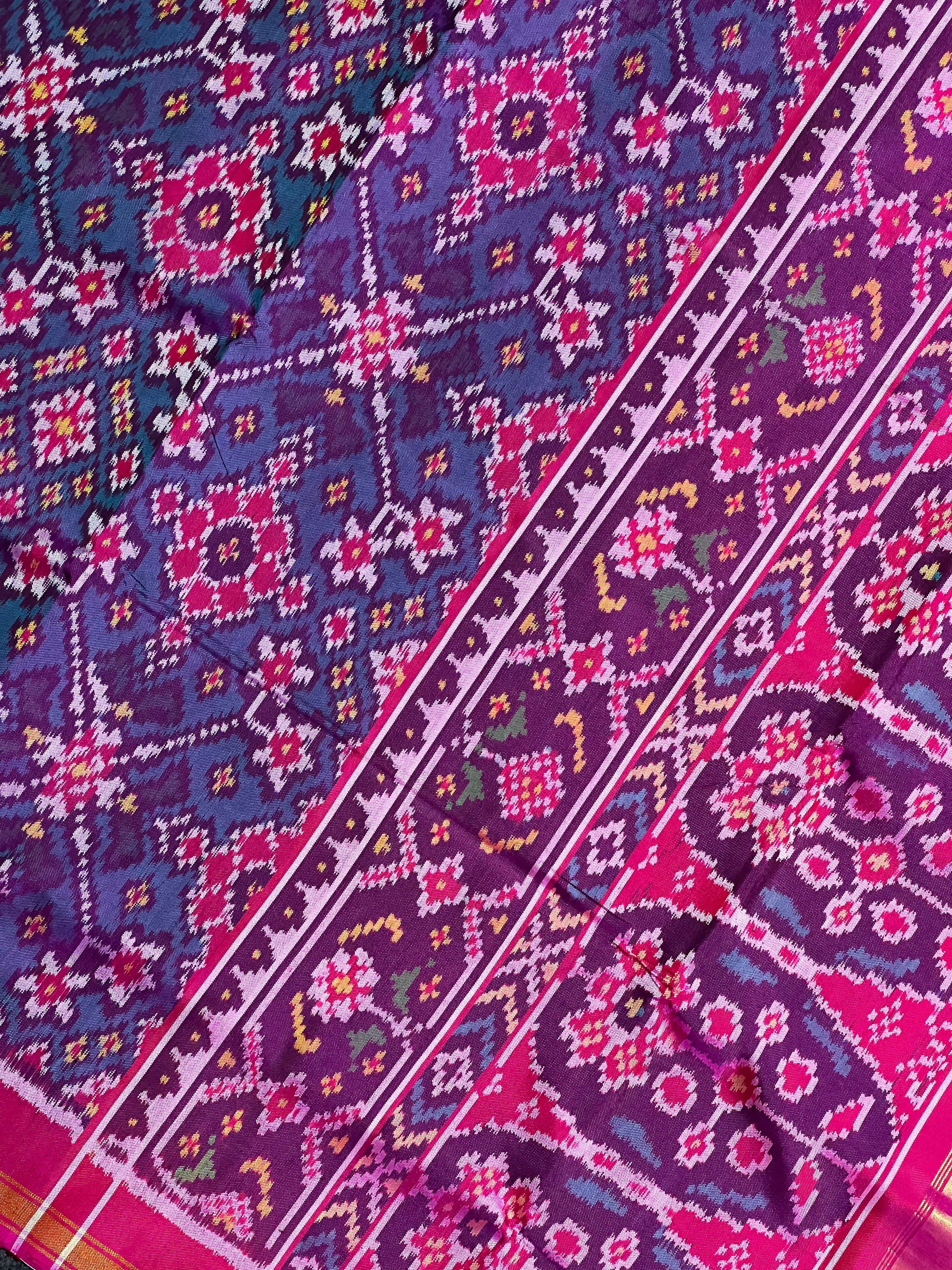 Navratna Traditional Design Handwoven Patola Silk Saree