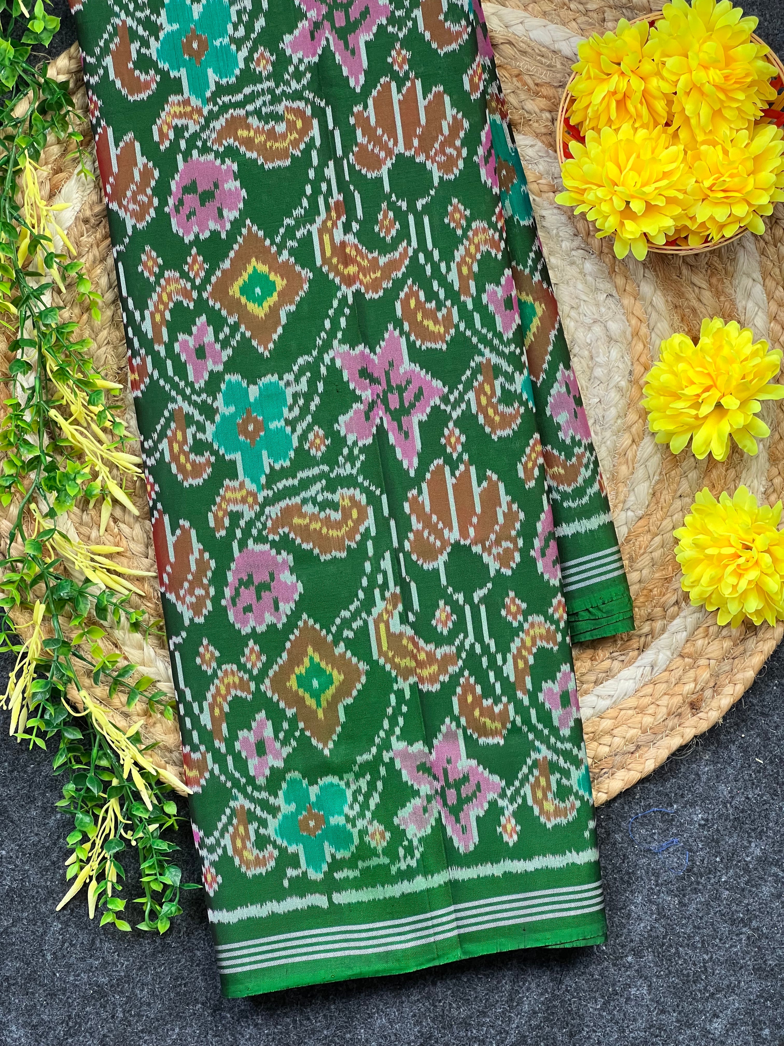 Exclusive Flower Design Handwoven Patola Silk Saree