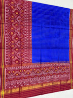Blue Chex With Skirt Border Handwoven Patola Silk Saree