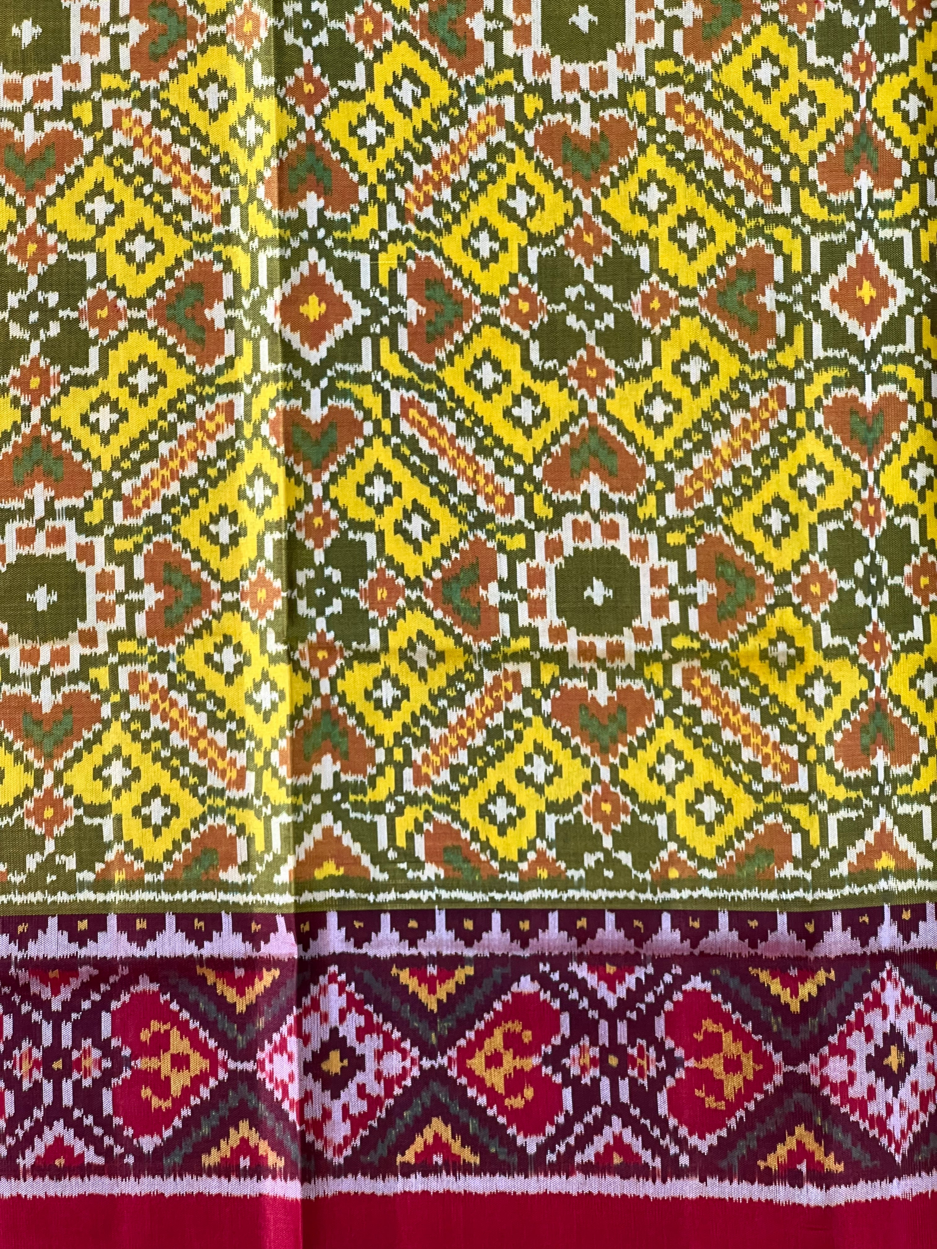 Yellow Manekchowk Design Handwoven Patola Dupatta