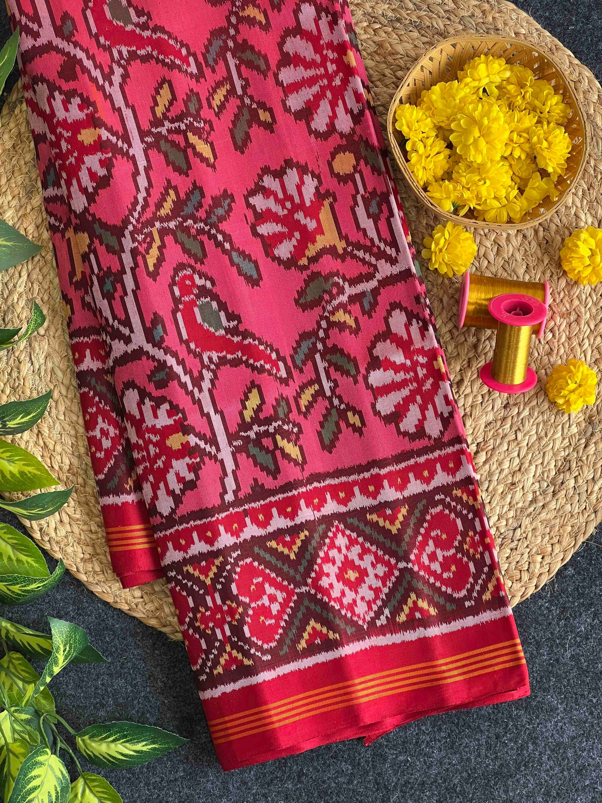 Flower Design Handwoven Patola Silk Saree