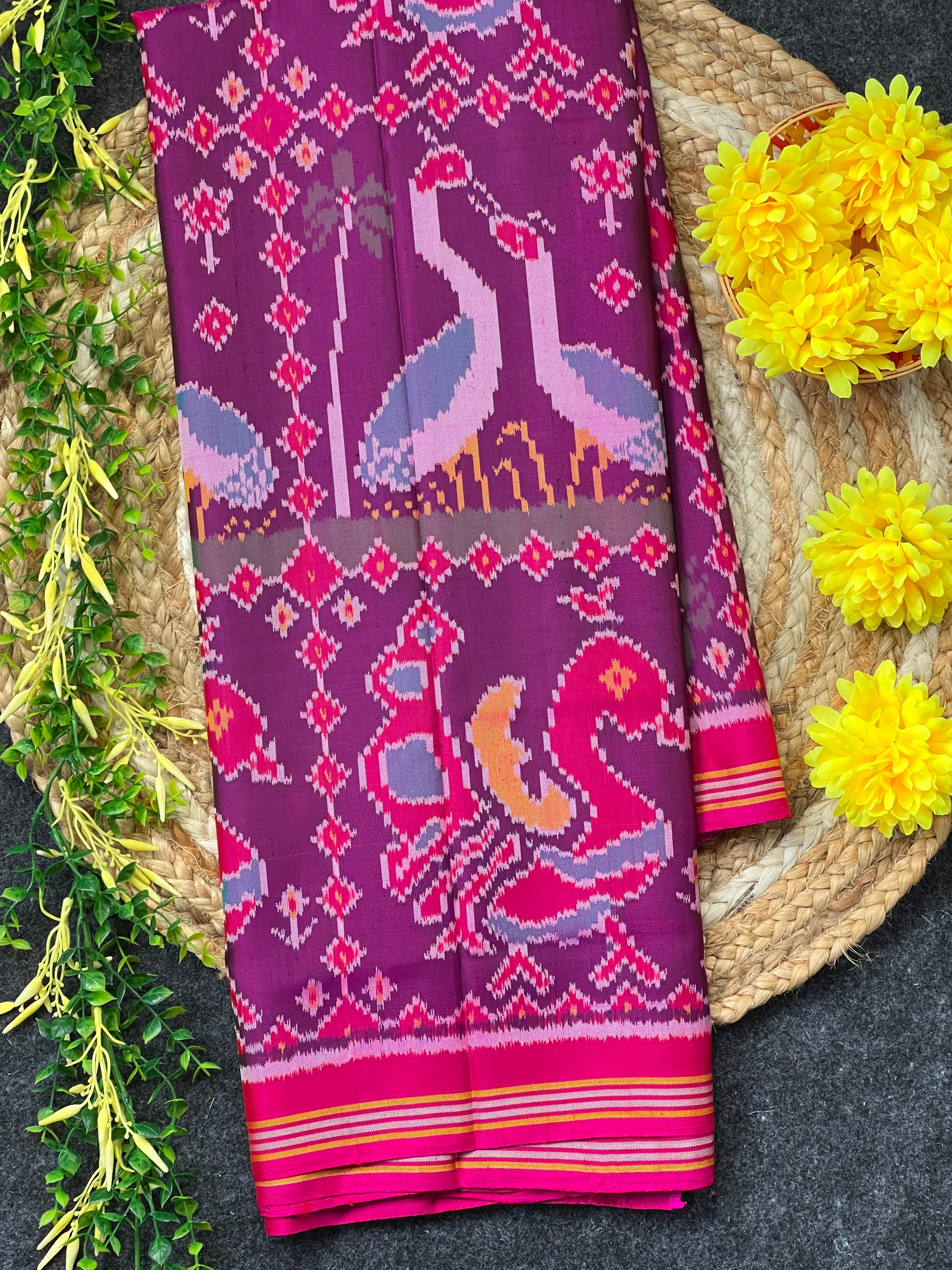 Peacock-Duck Motif Design Handwoven Patola Silk Saree Main image