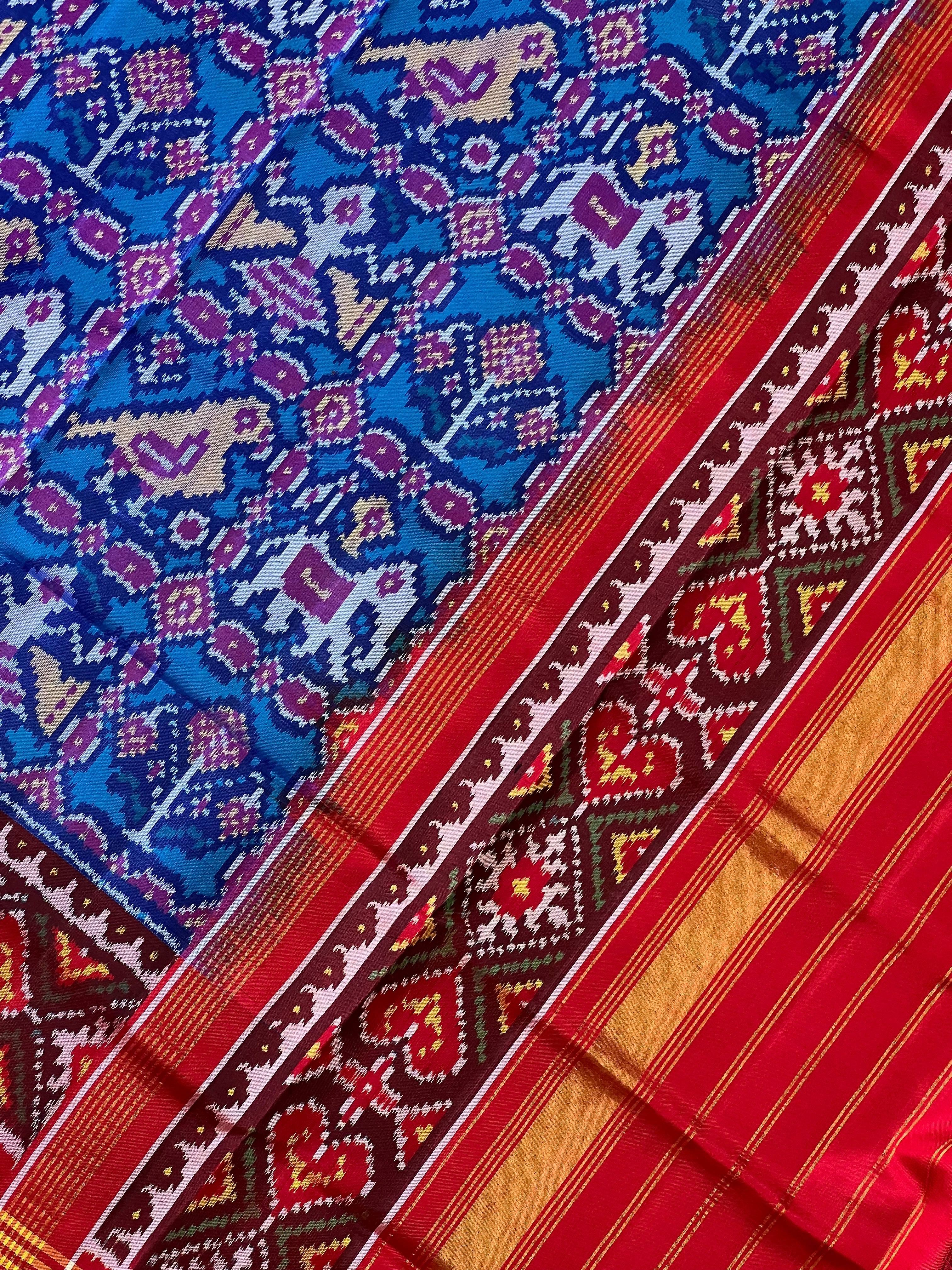Blue Motif Design Handwoven Patola Dupatta