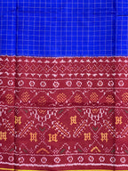 Blue Chex With Skirt Border Handwoven Patola Silk Saree
