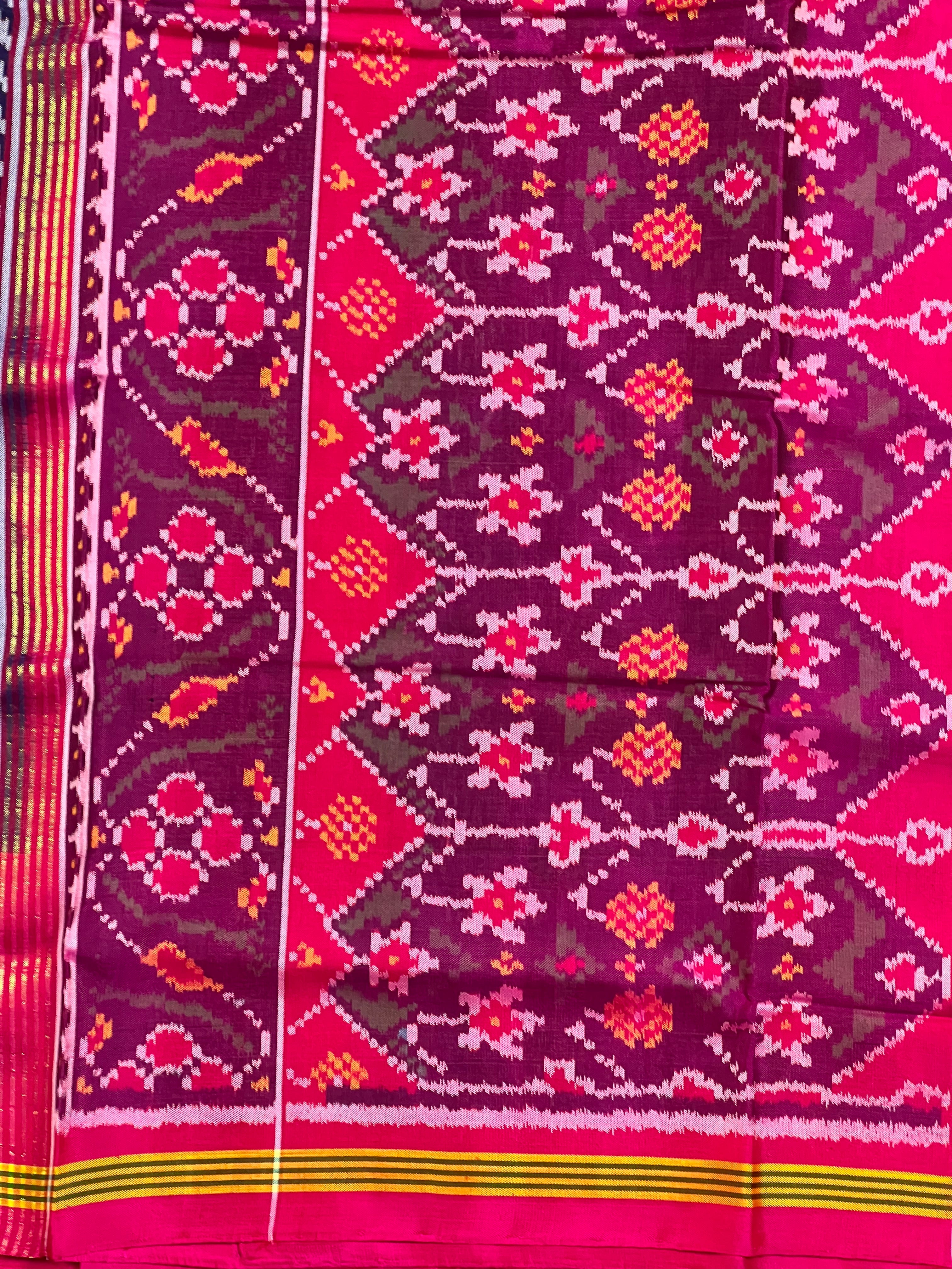 Laheriya Design Handwoven Patola Silk Saree