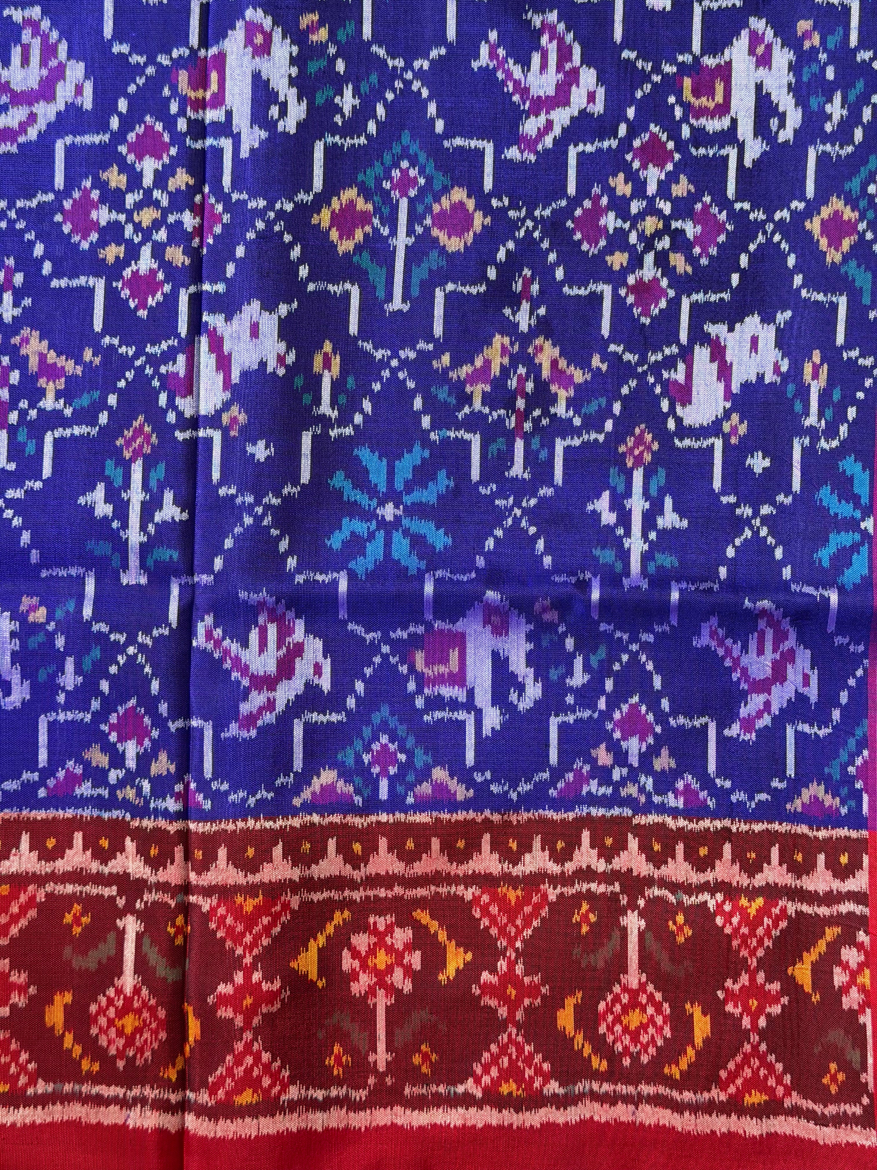Motif Design With Blue Color Handwoven Patola Silk Saree