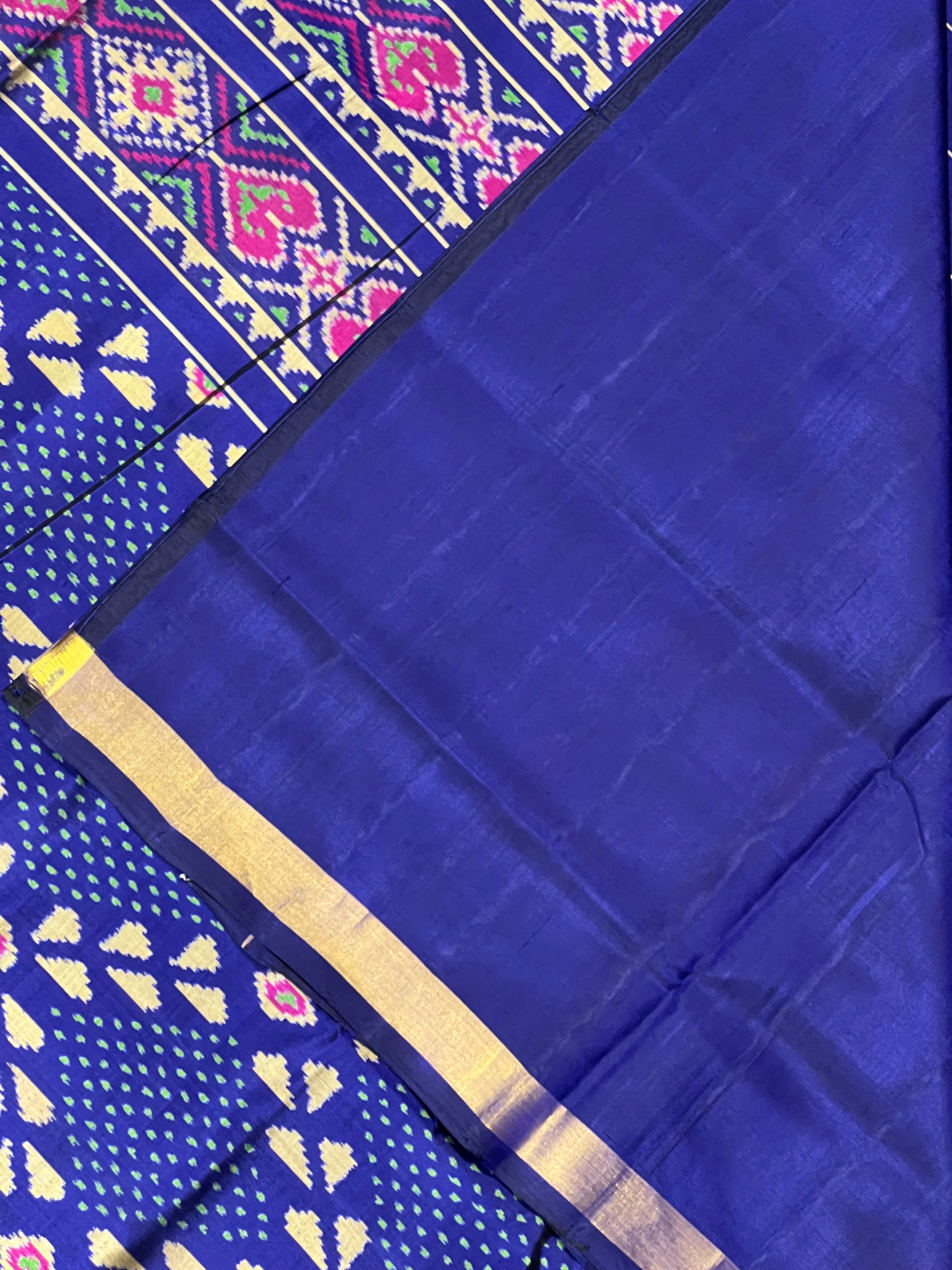 Blue Fancy Design Handwoven Patola Silk Saree